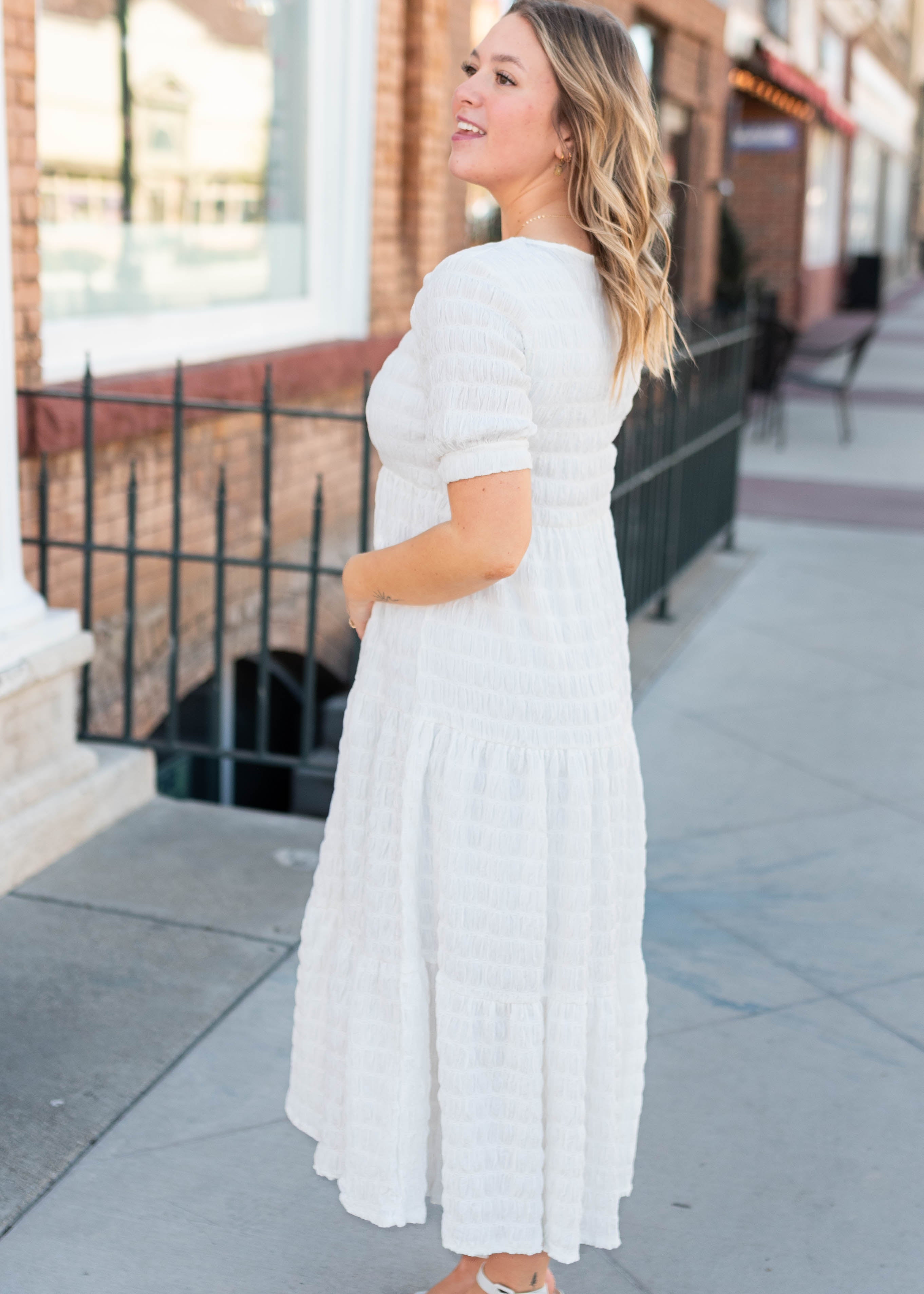 Hallie White Textured Dress