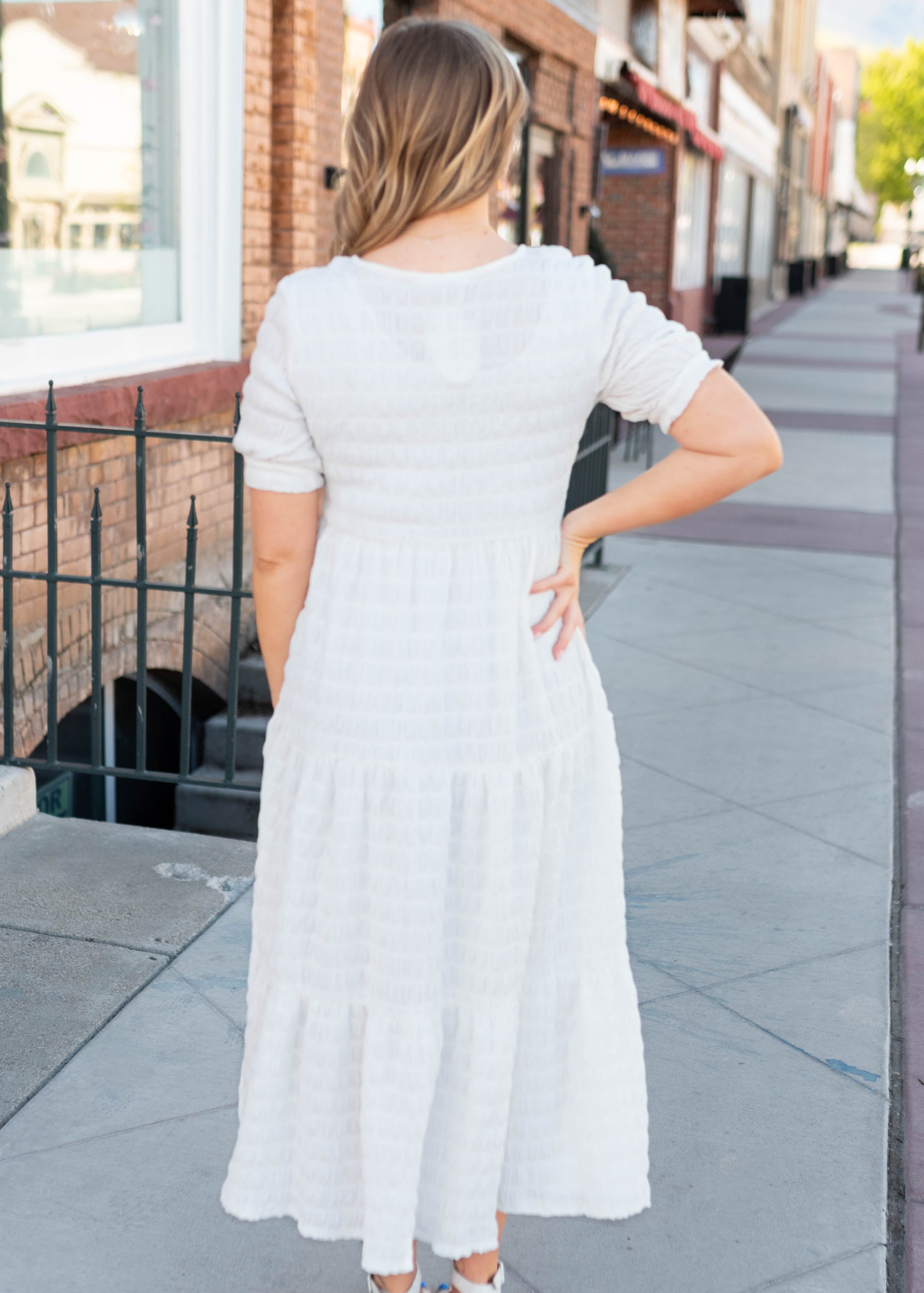 Hallie White Textured Dress