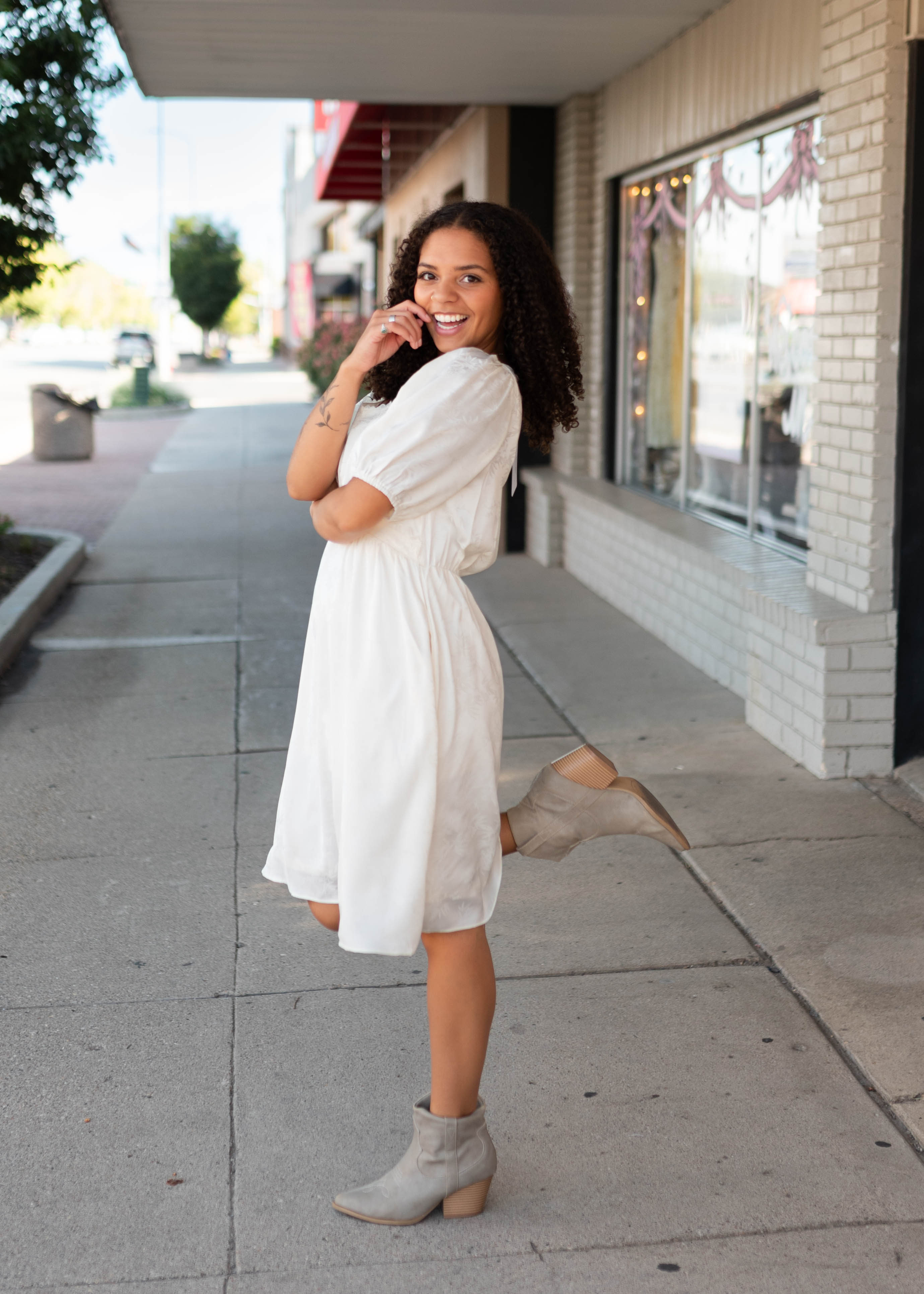 Heather Ivory Lace Patterned Mini Dress