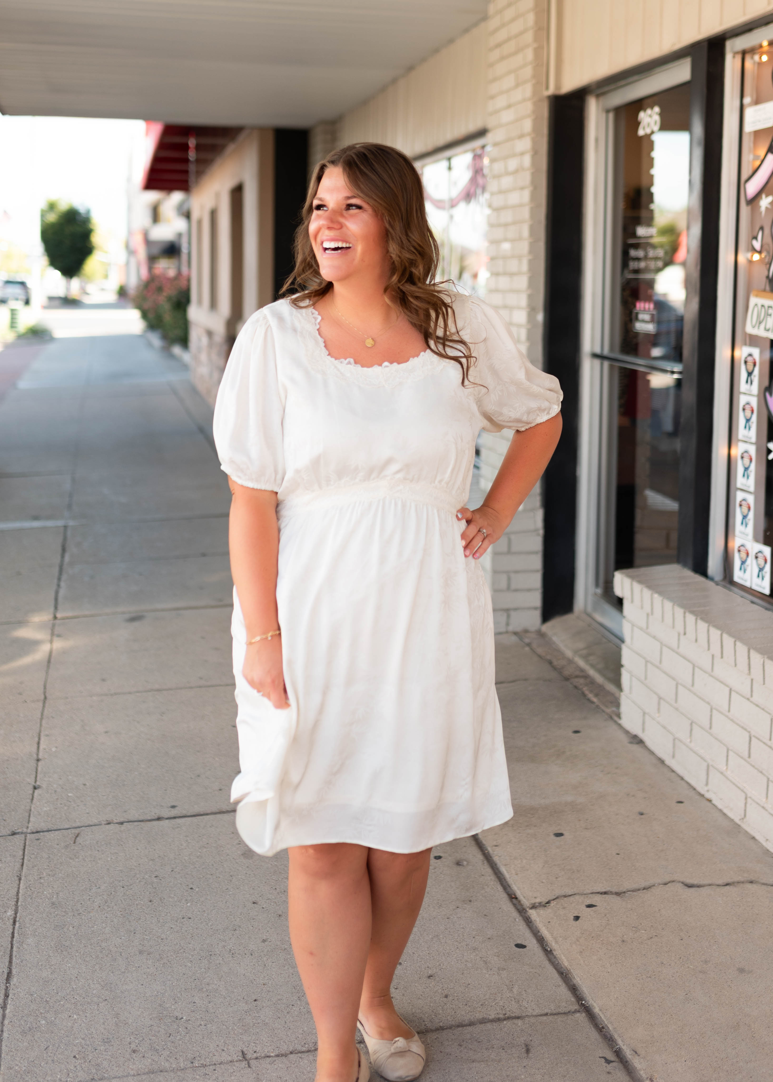 Heather Ivory Lace Patterned Mini Dress