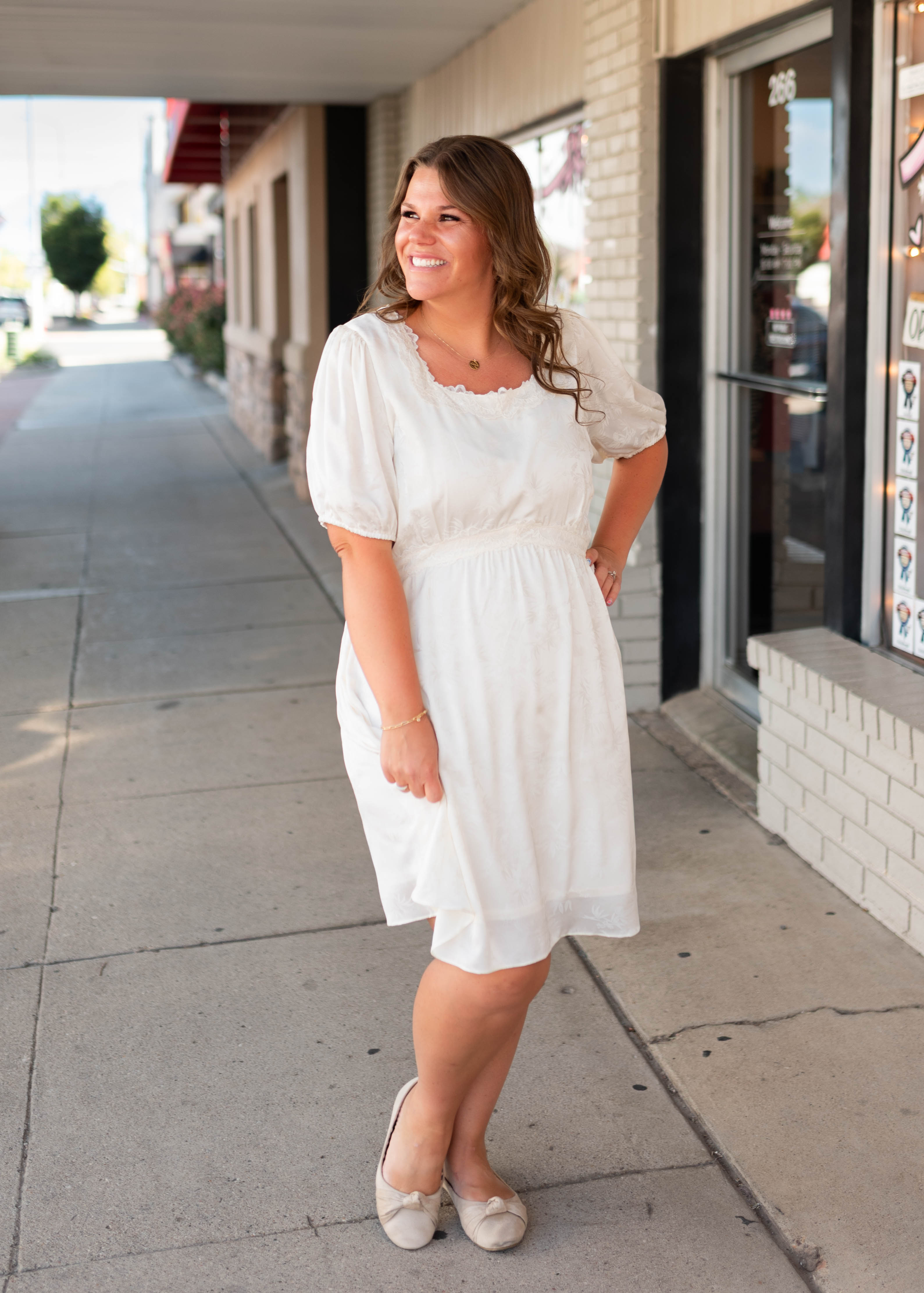 Heather Ivory Lace Patterned Mini Dress