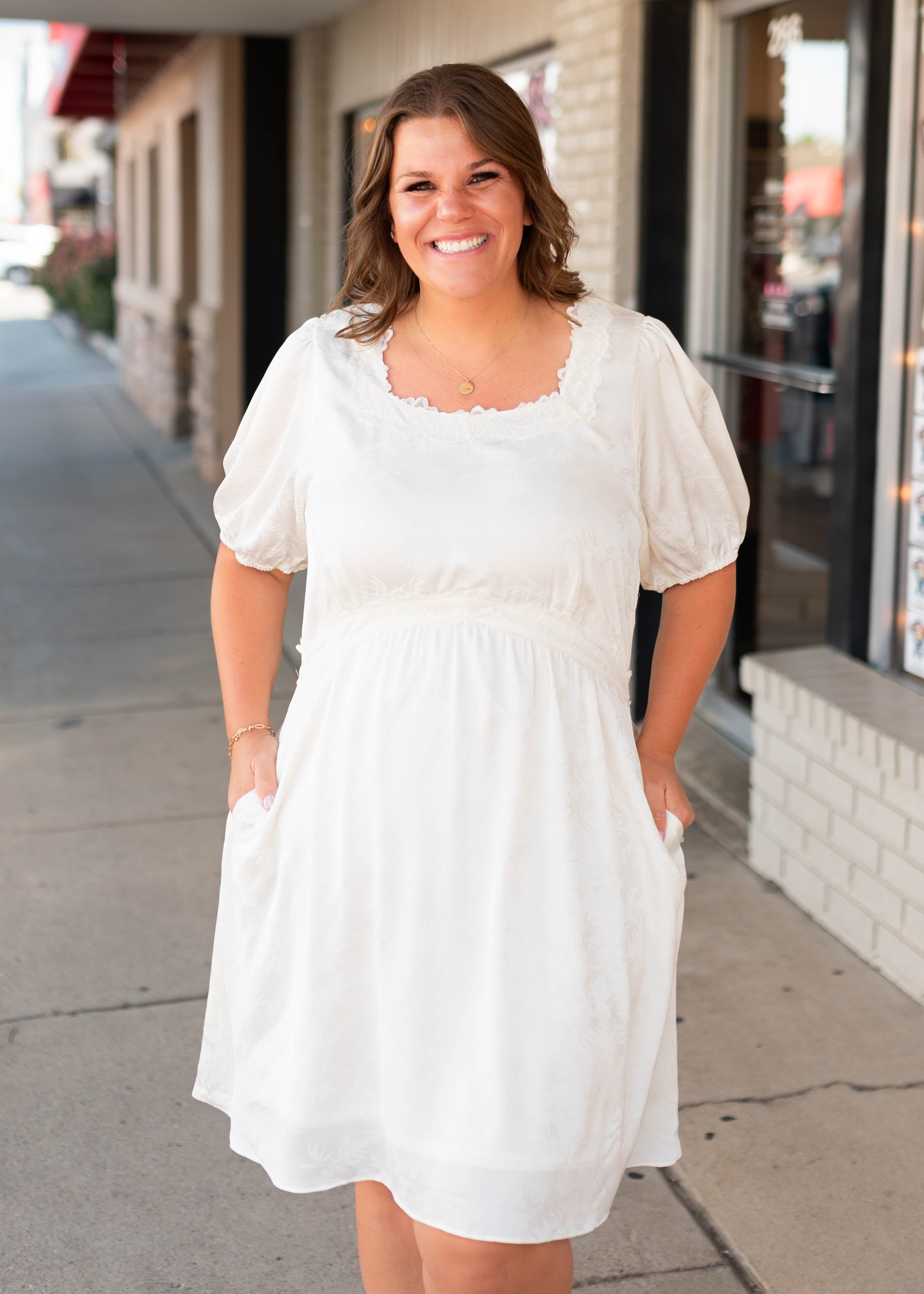 Heather Ivory Lace Patterned Mini Dress