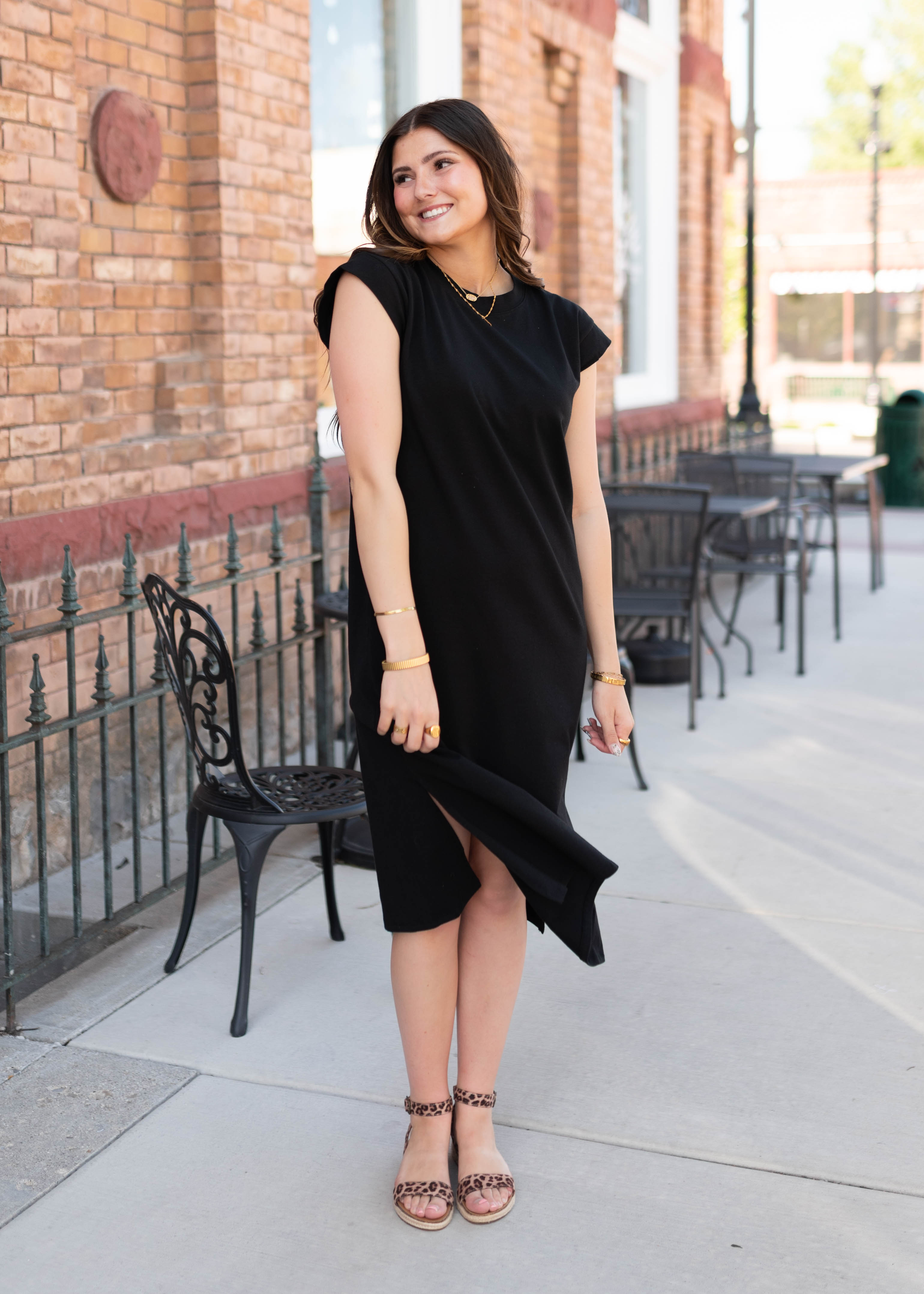 Henley Black Midi Dress