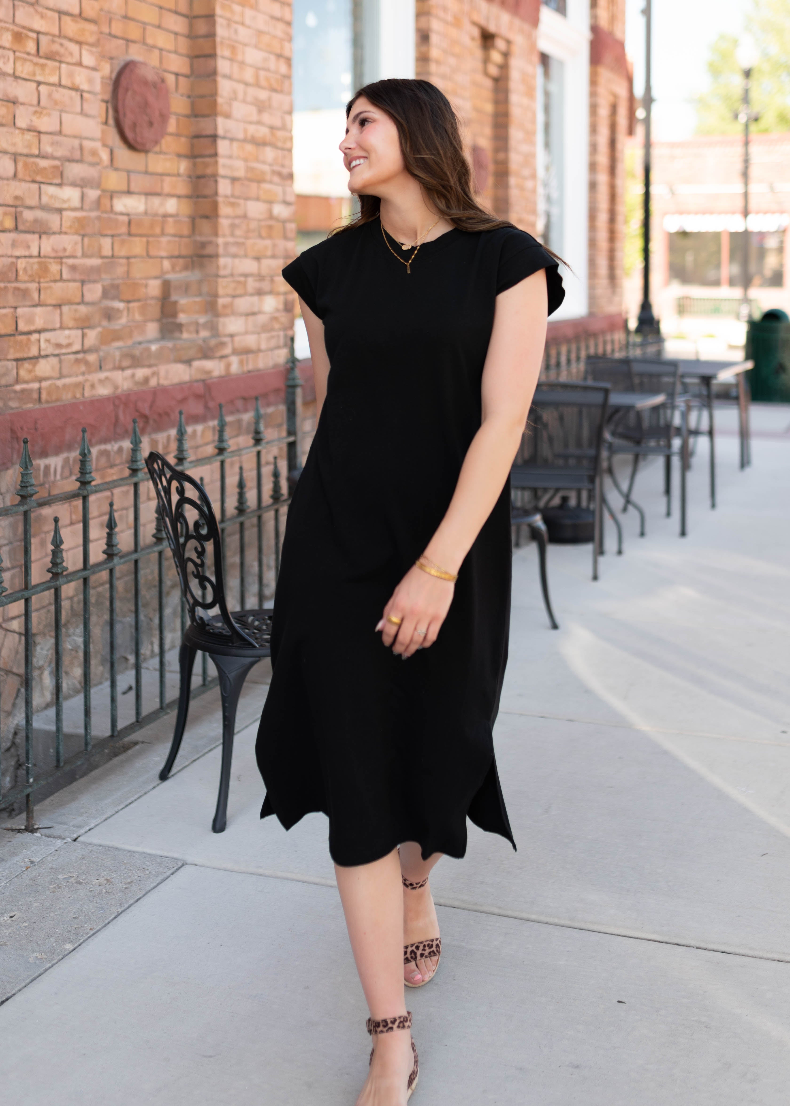 Henley Black Midi Dress