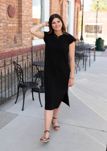 Henley Black Midi Dress