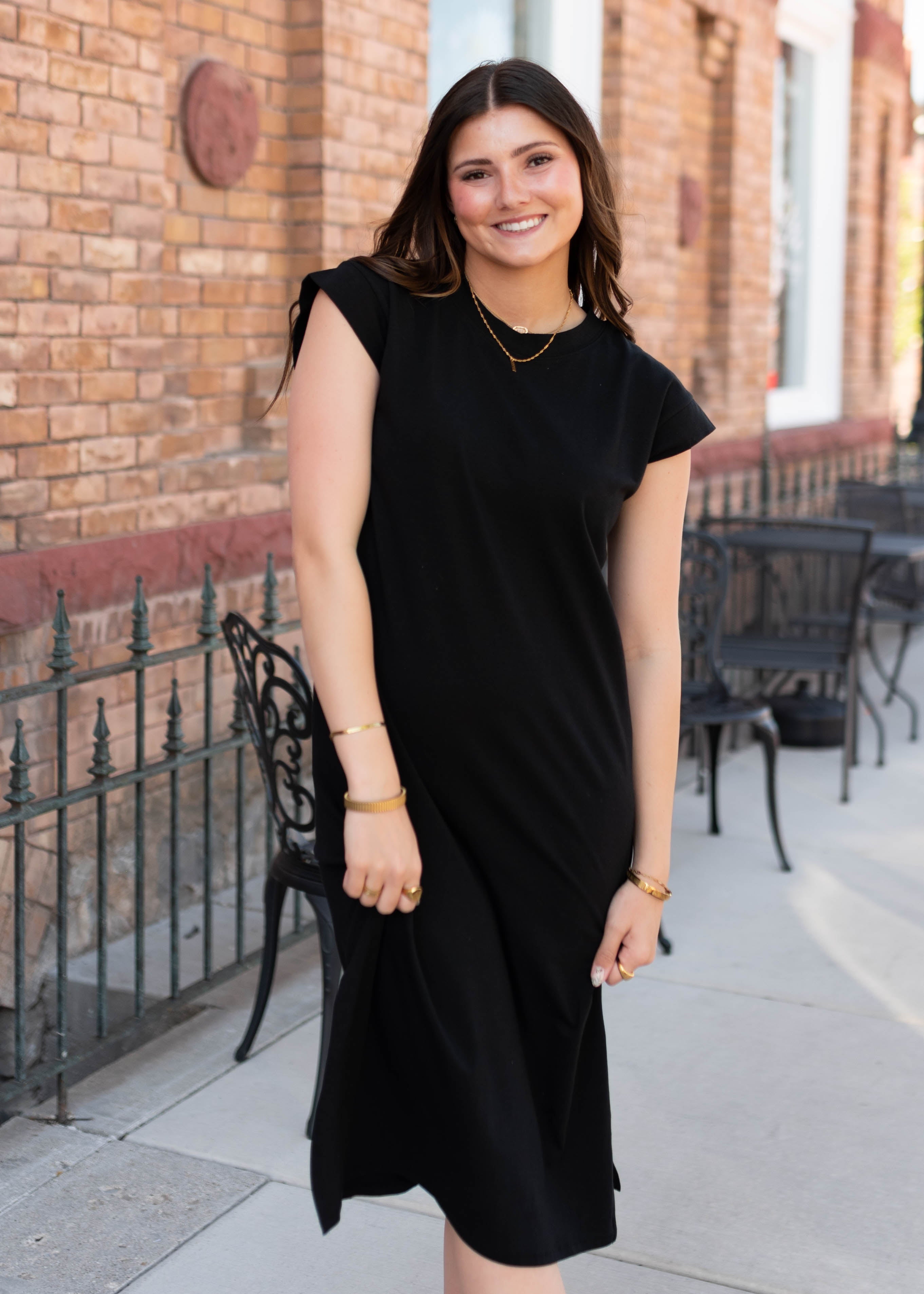 Henley Black Midi Dress