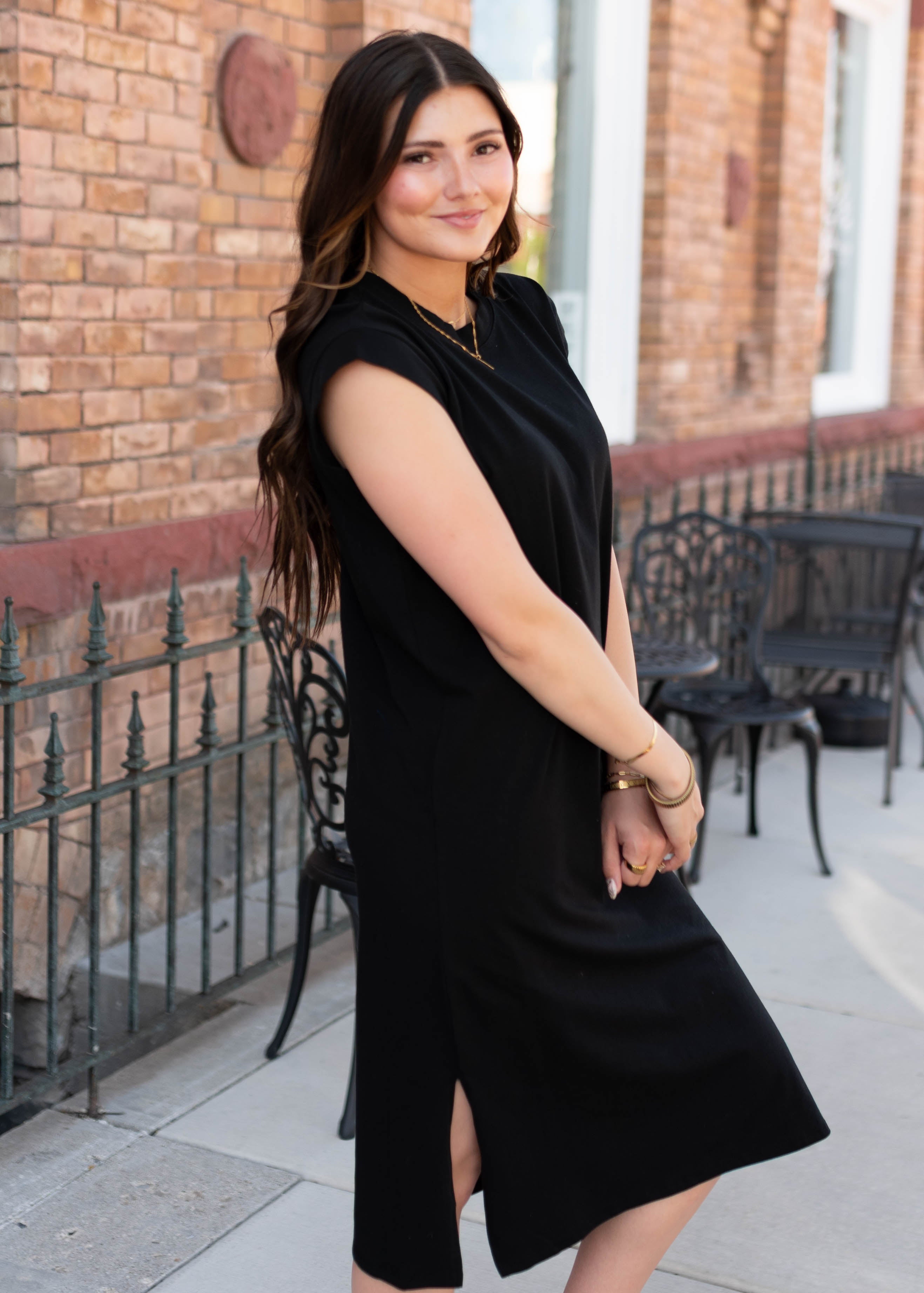 Henley Black Midi Dress