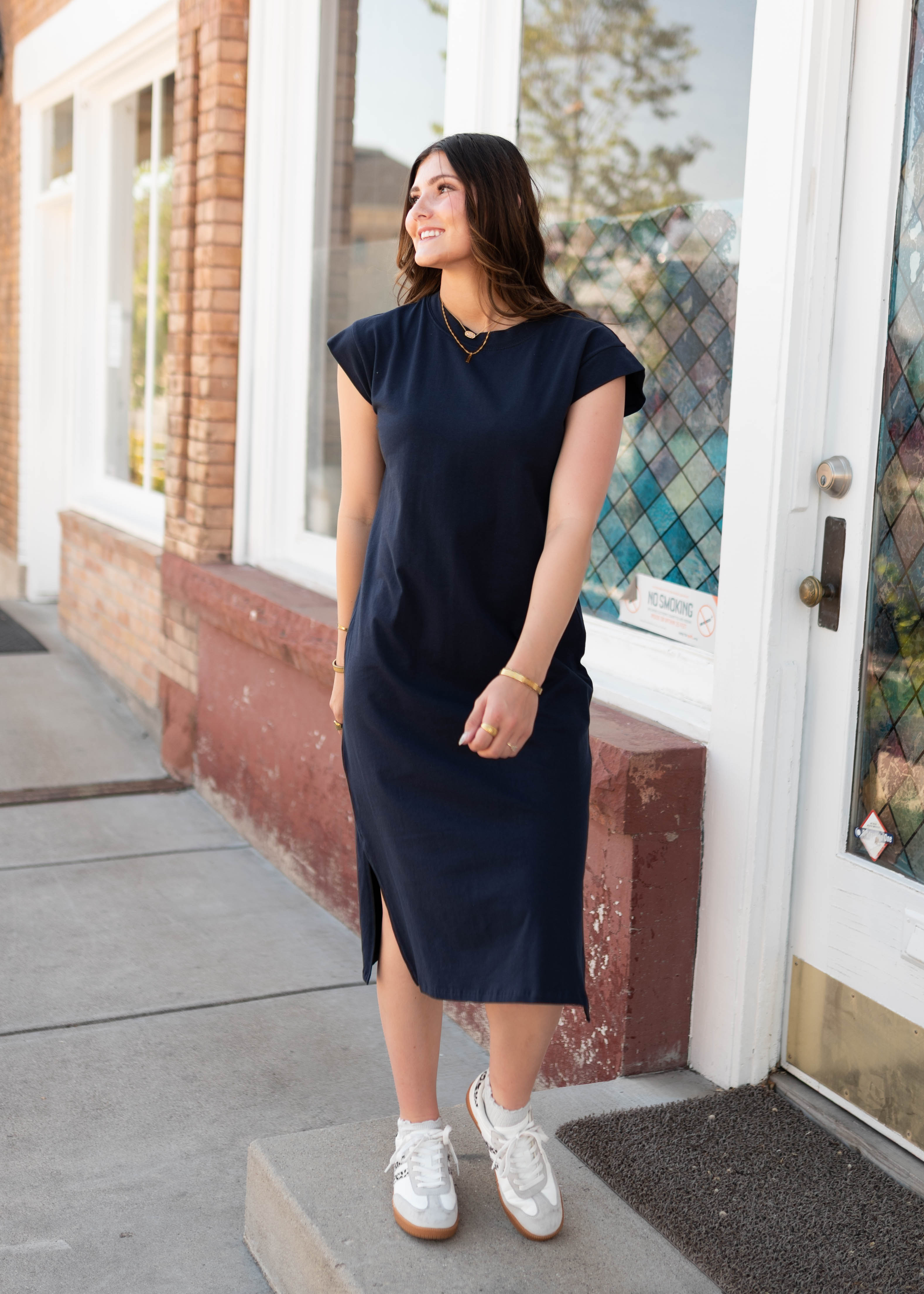 Henley Navy Midi Dress
