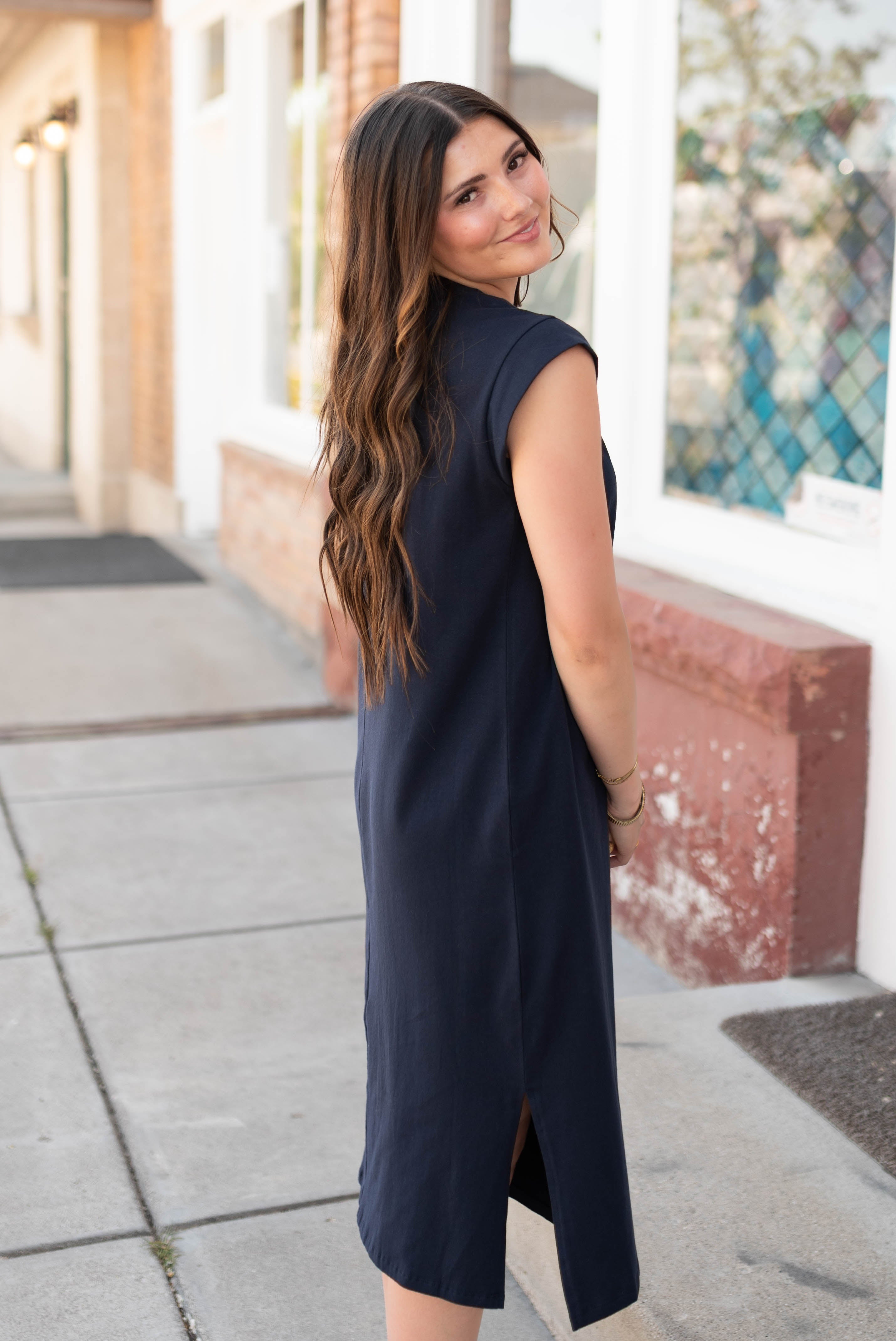 Henley Navy Midi Dress