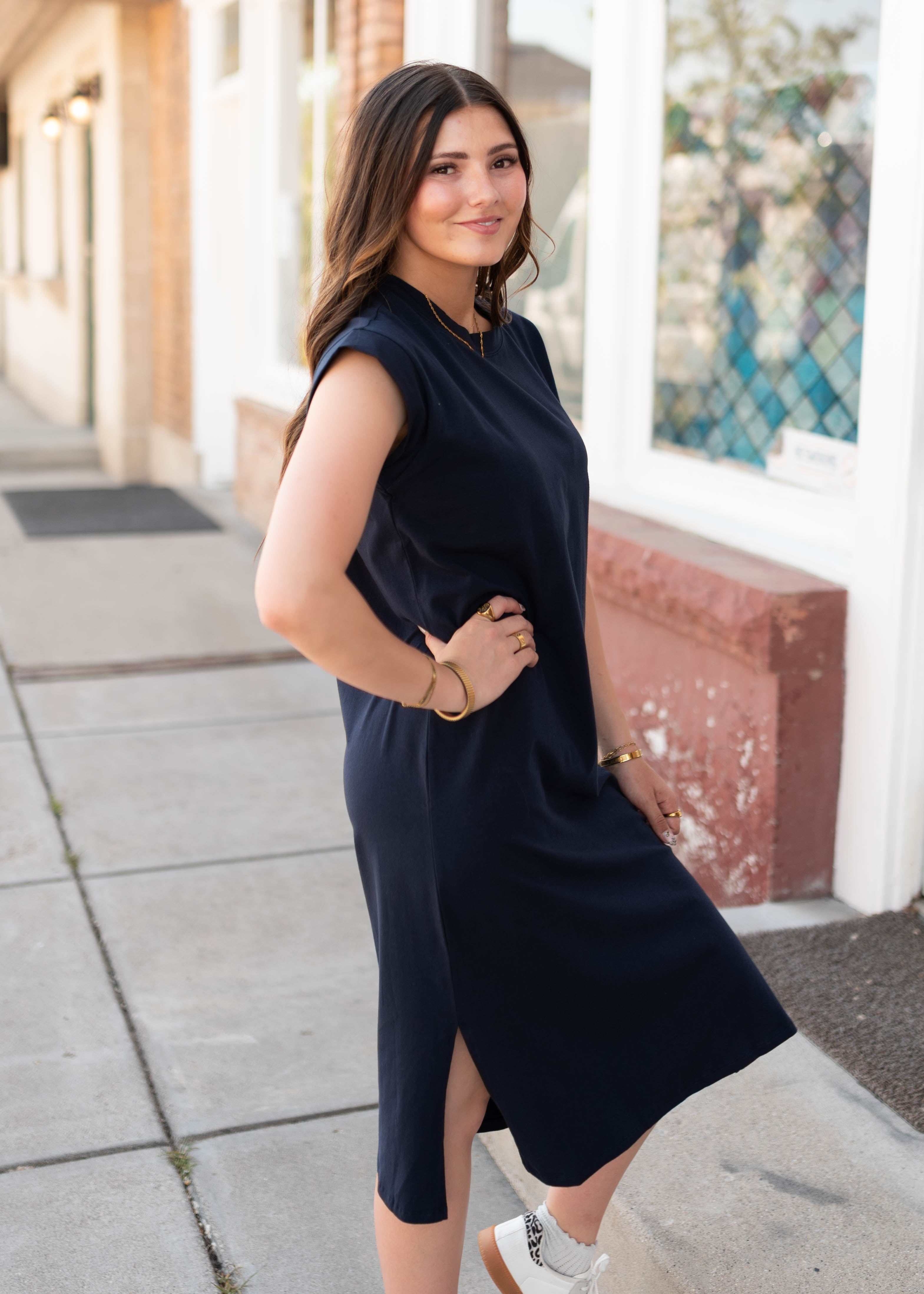 Henley Navy Midi Dress