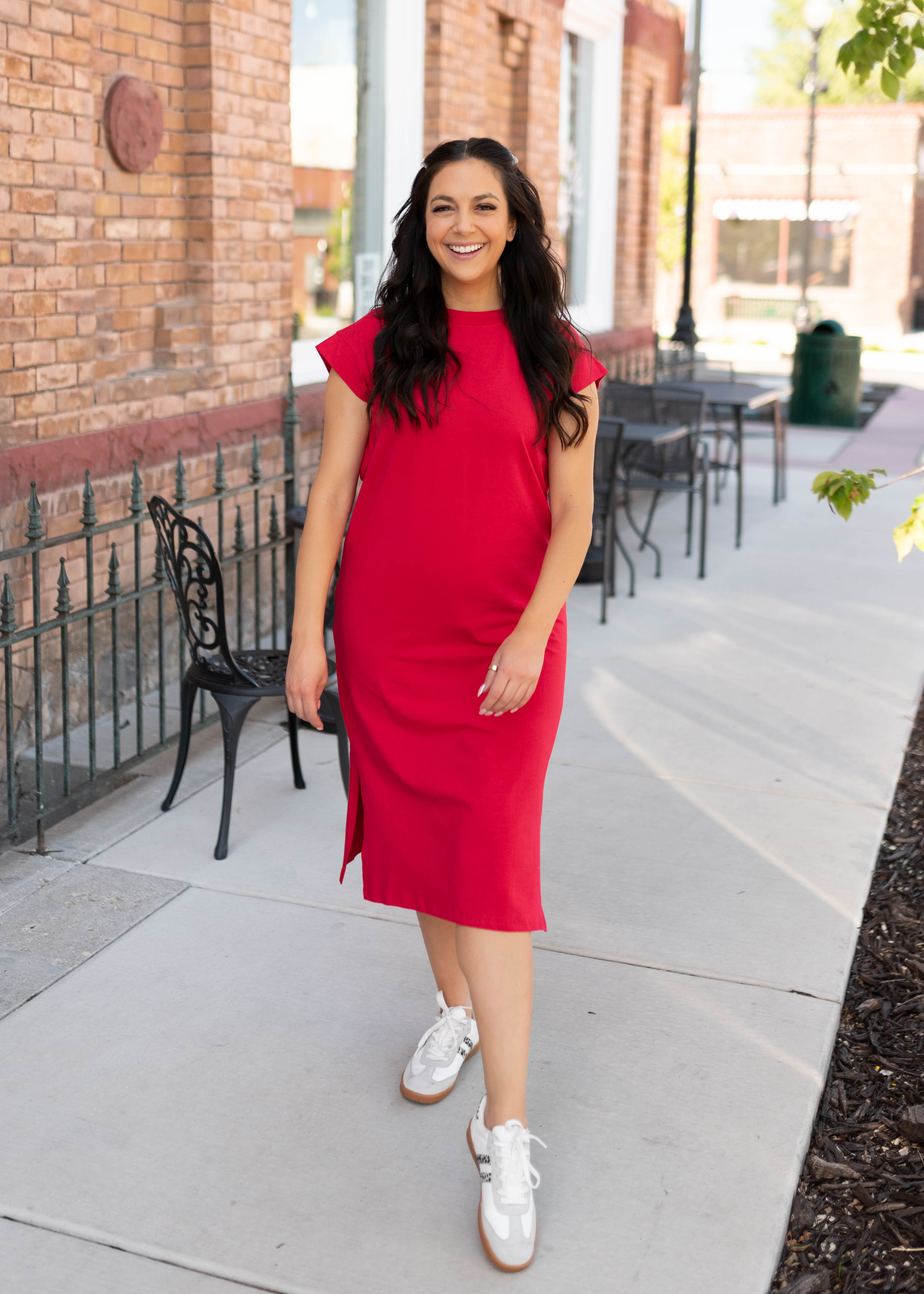 Henley Red Midi Dress