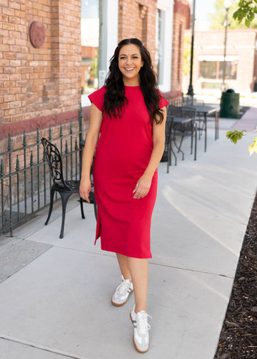 Henley Red Midi Dress