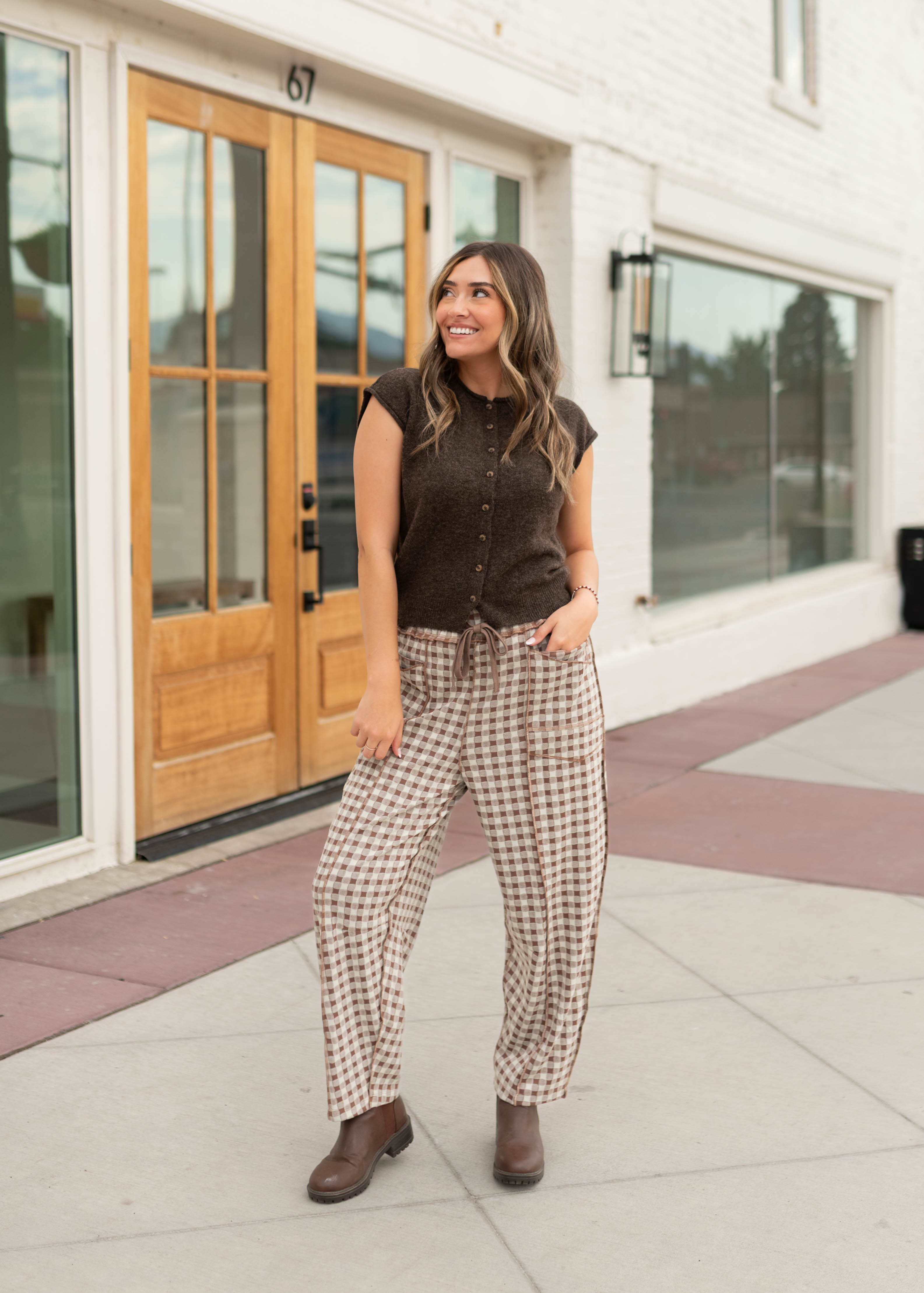 Janice Dark Brown Sleeveless Short Sleeve Cardigan