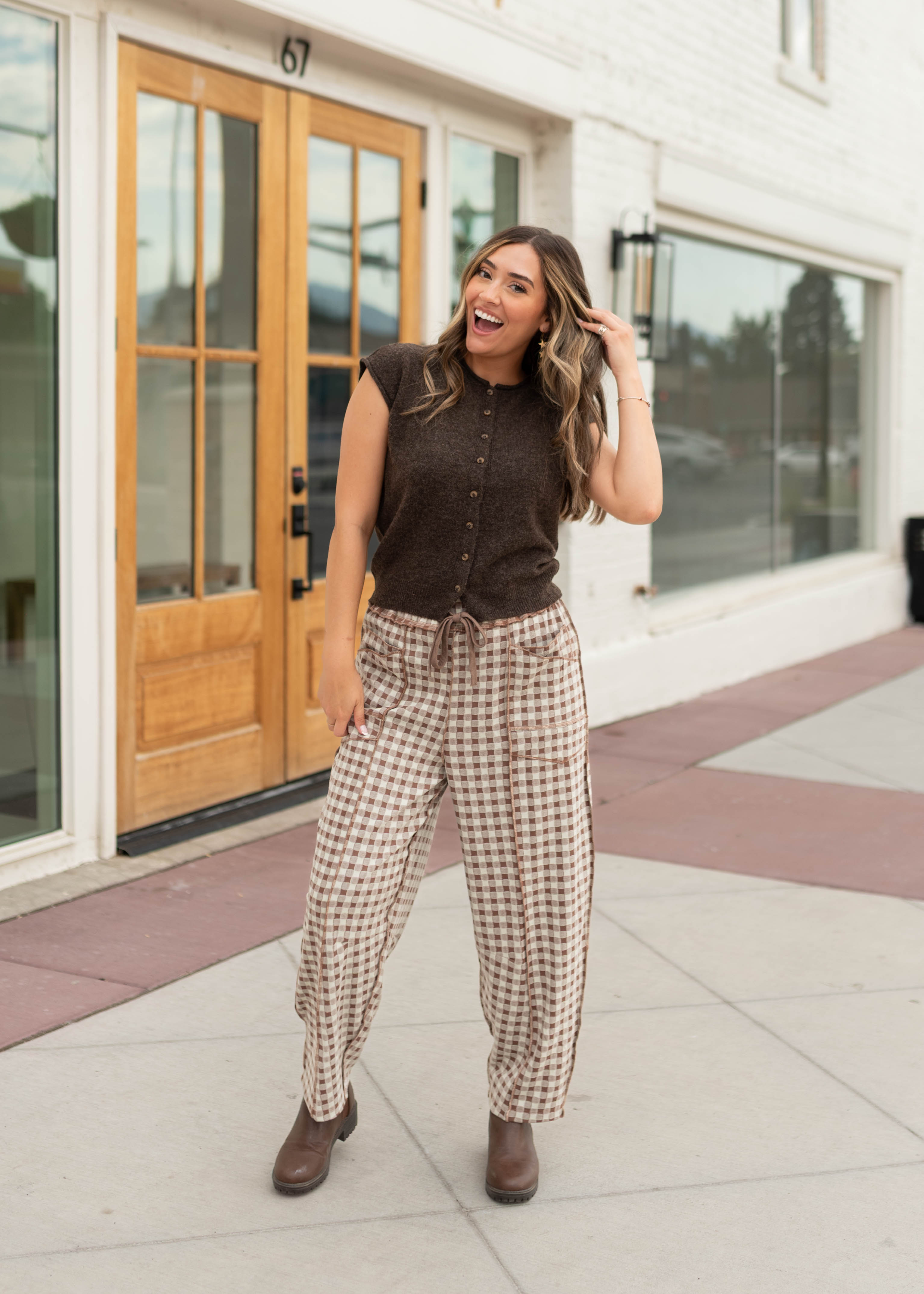 Janice Dark Brown Sleeveless Short Sleeve Cardigan