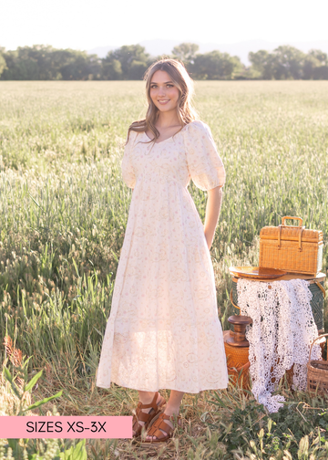 Jenna Ivory Pink Floral Dress