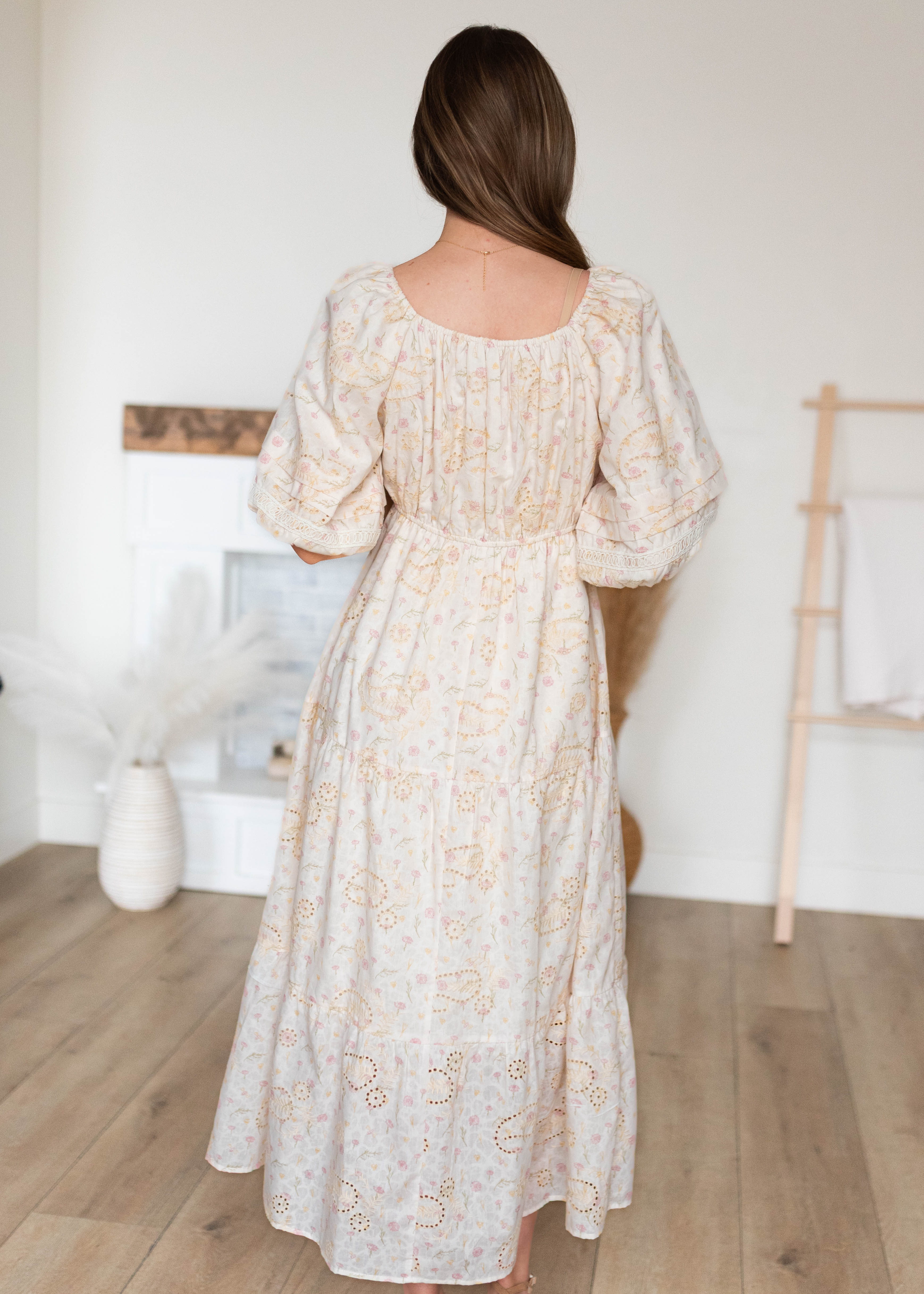 Jenna Ivory Pink Floral Dress