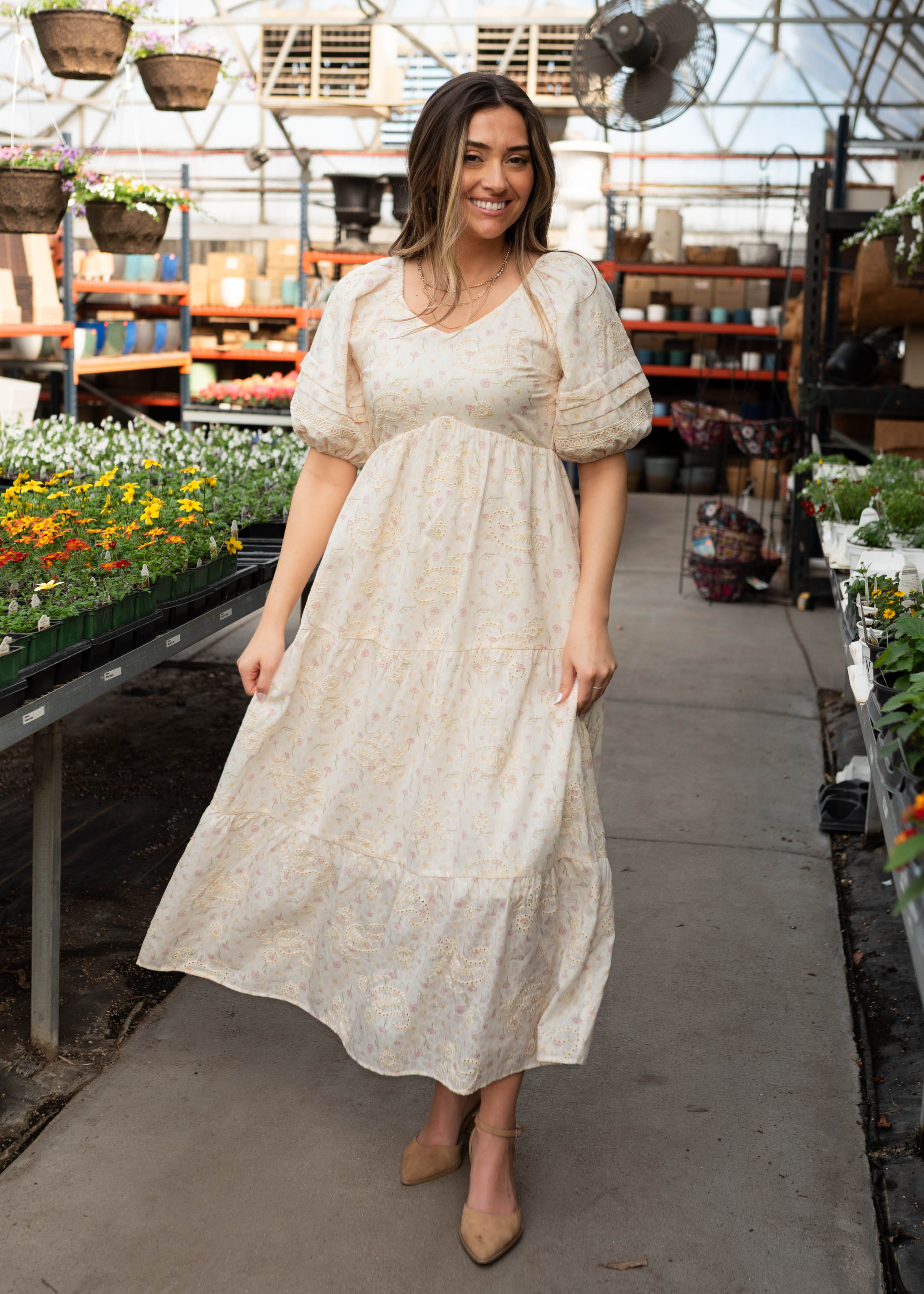 Jenna Ivory Pink Floral Dress