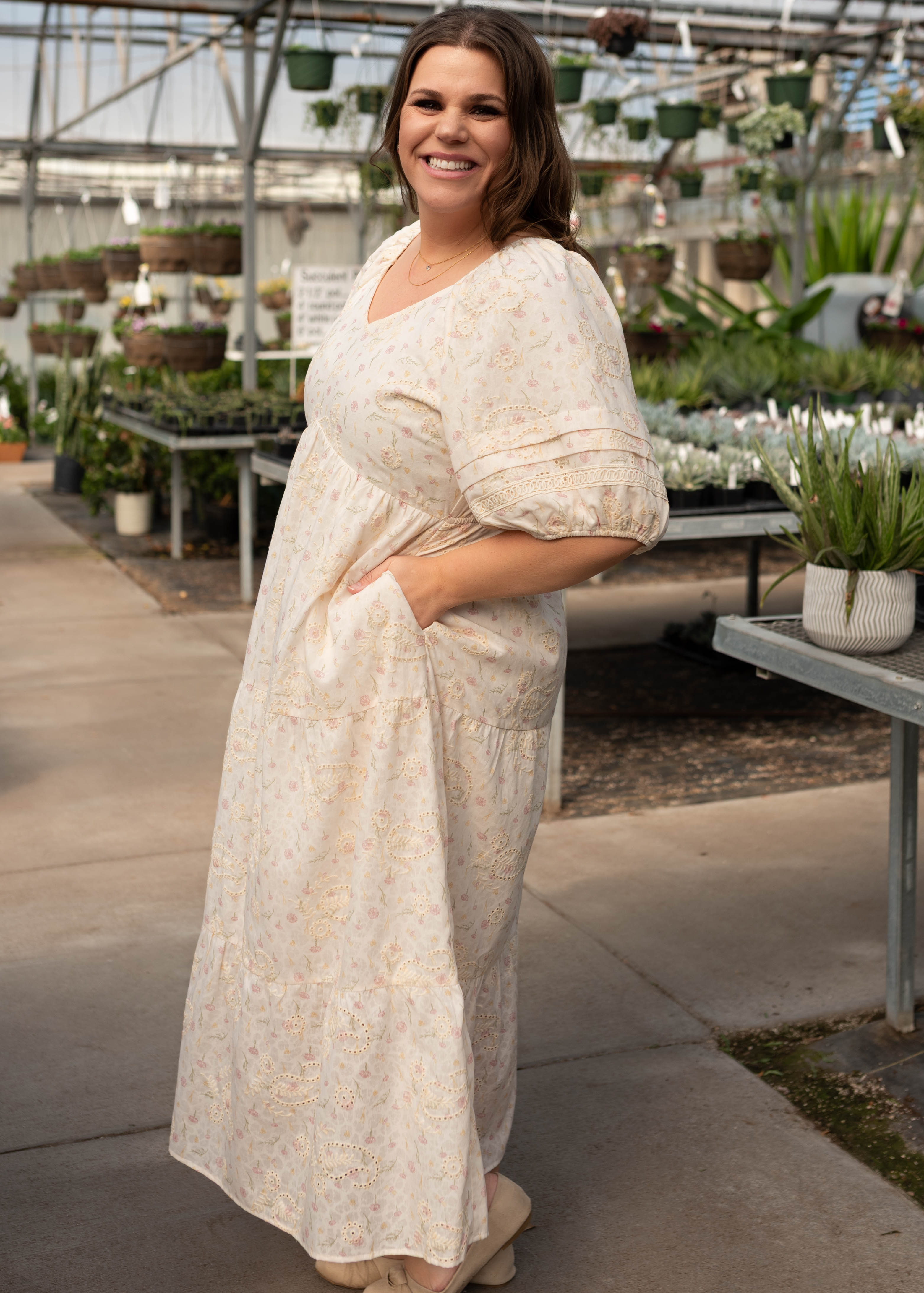 Jenna Ivory Pink Floral Dress