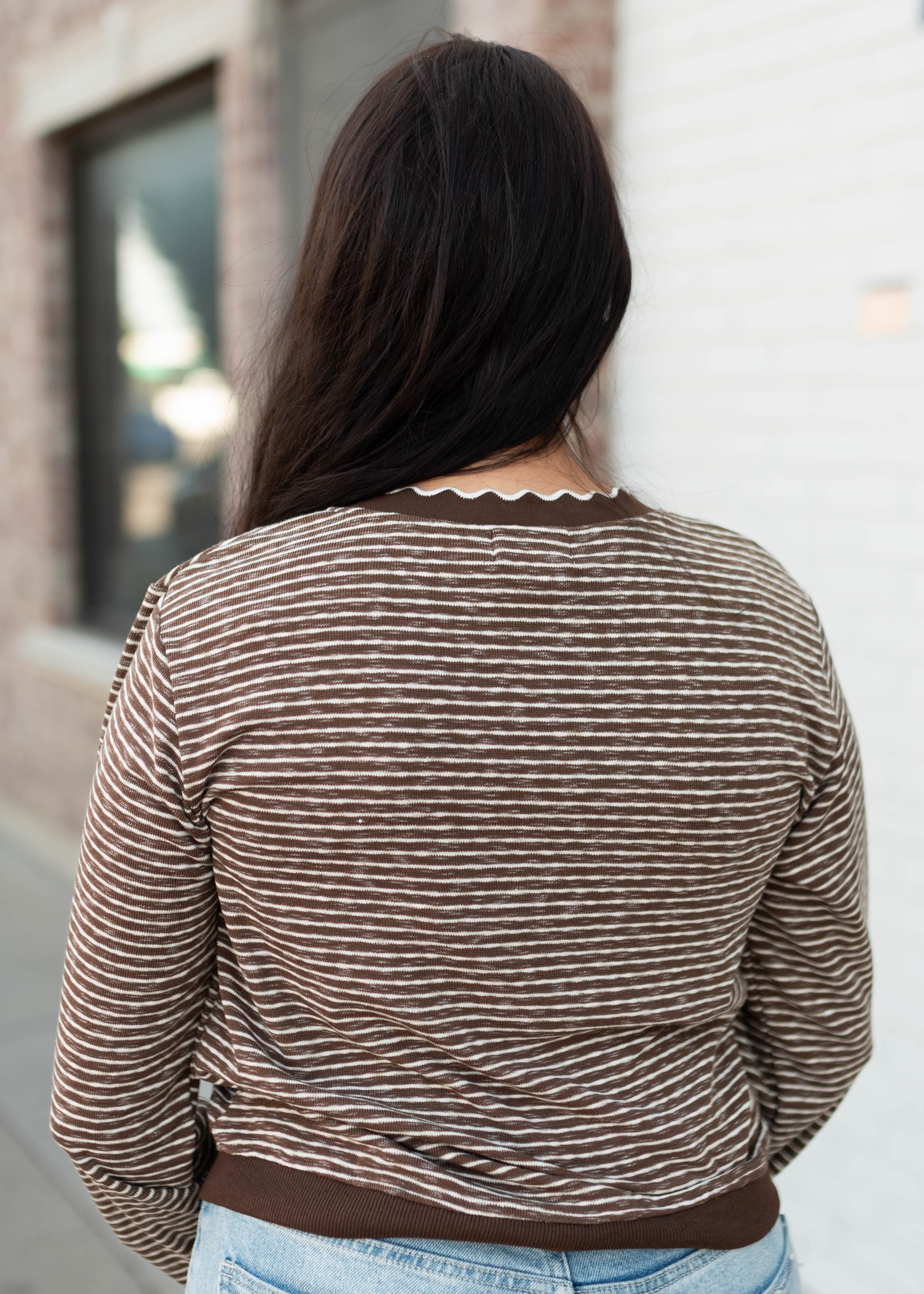 Jenny Brown & White Striped Cardigan