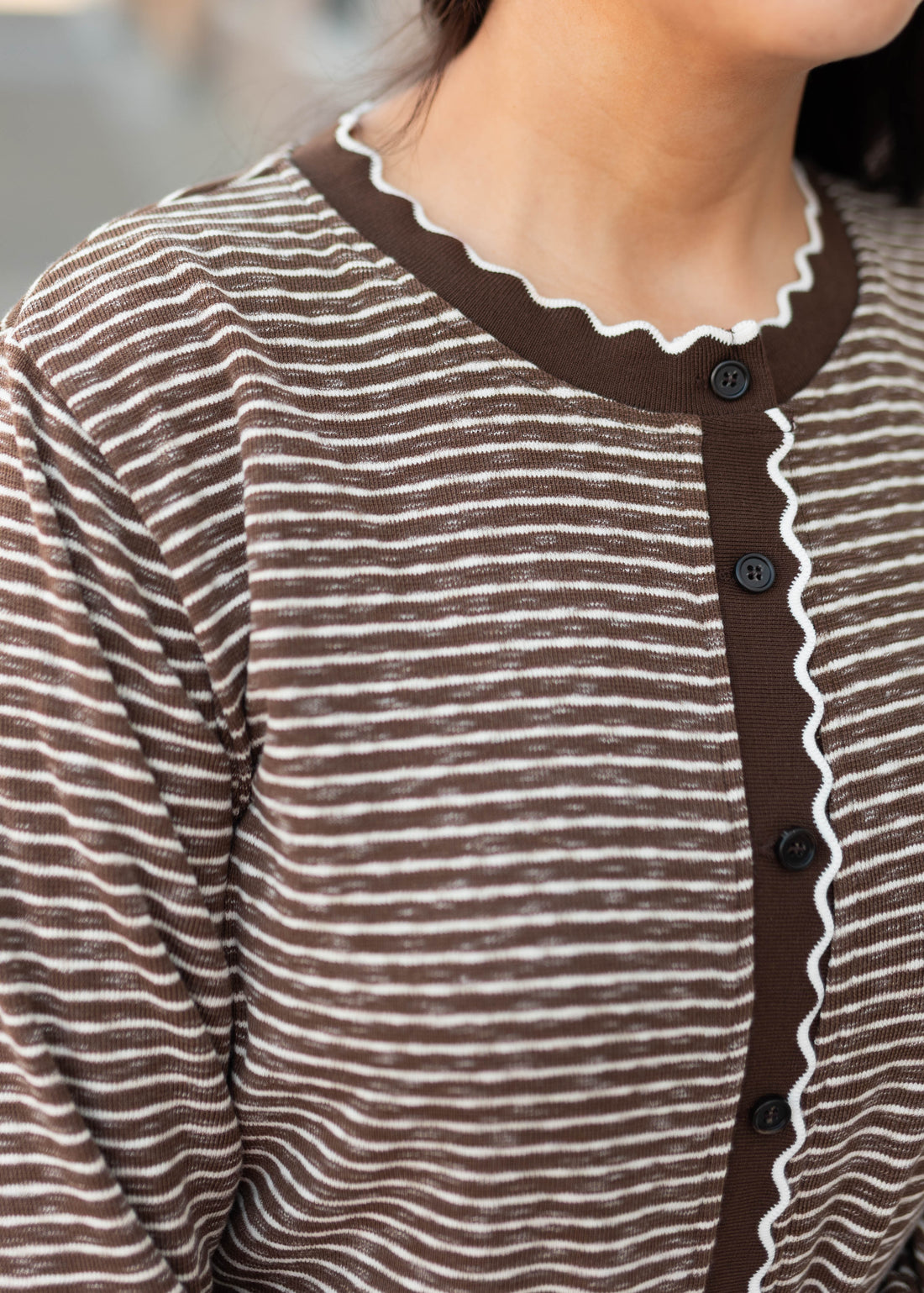 Jenny Brown & White Striped Cardigan