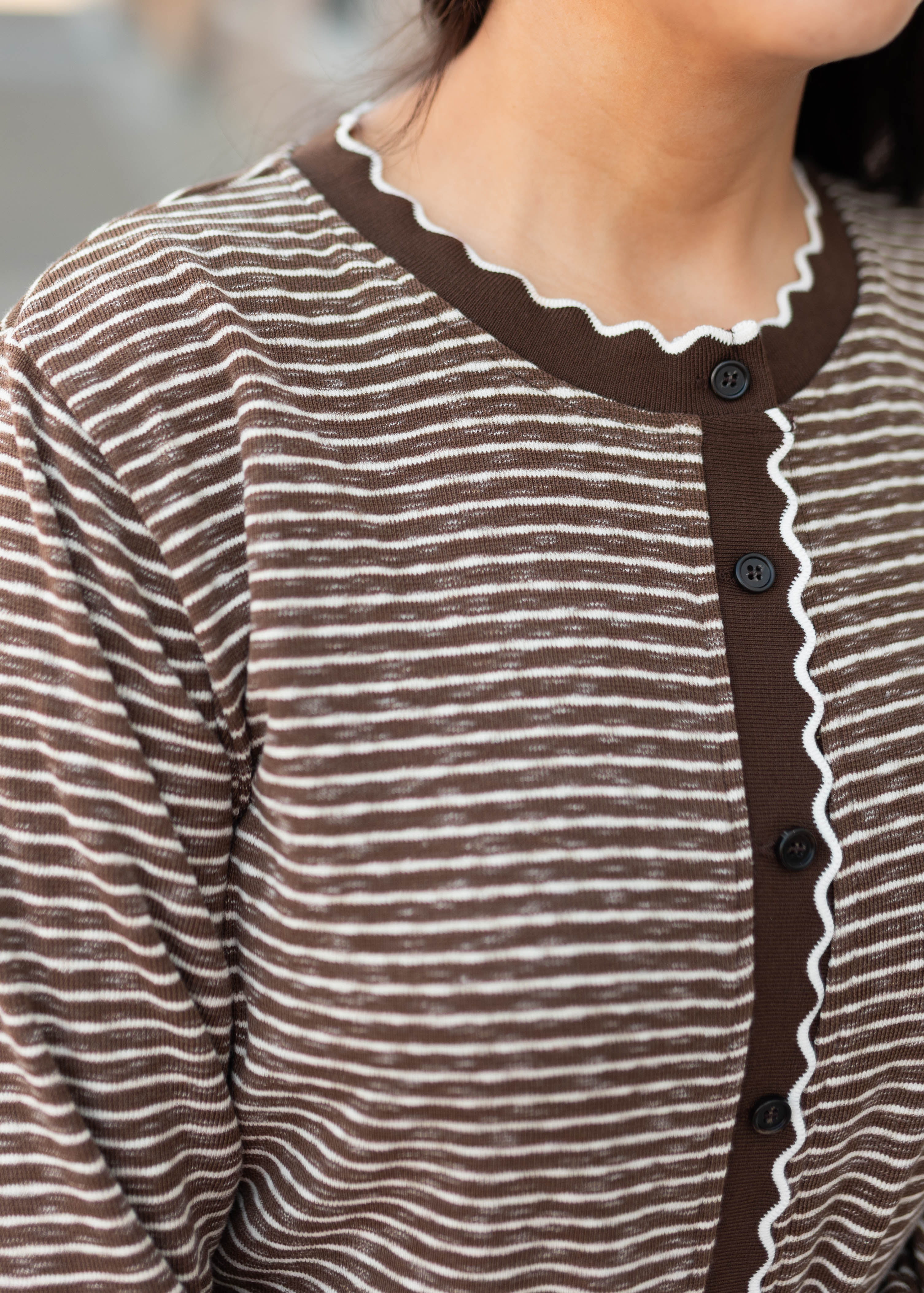 Jenny Brown & White Striped Cardigan