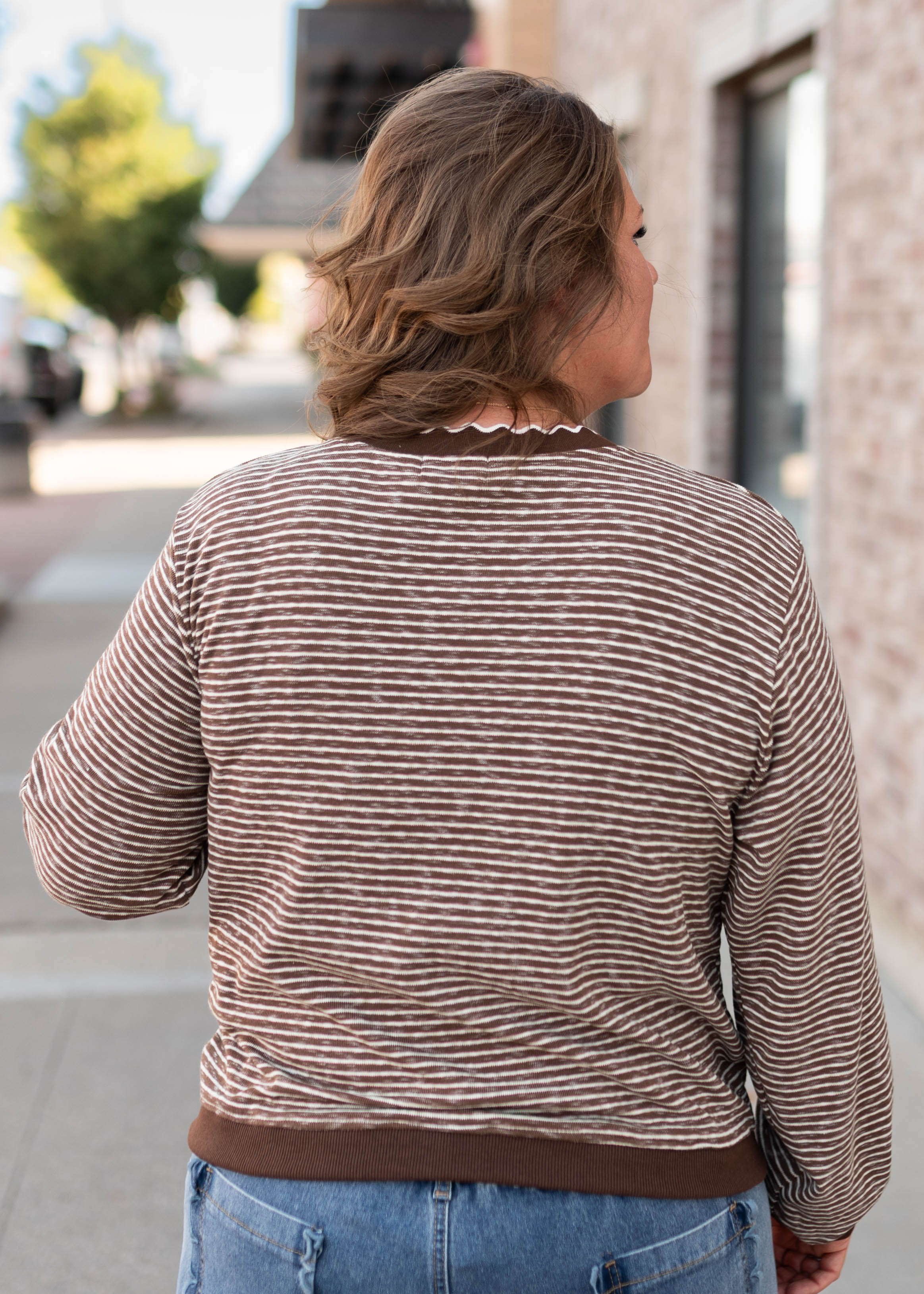 Jenny Brown & White Striped Cardigan