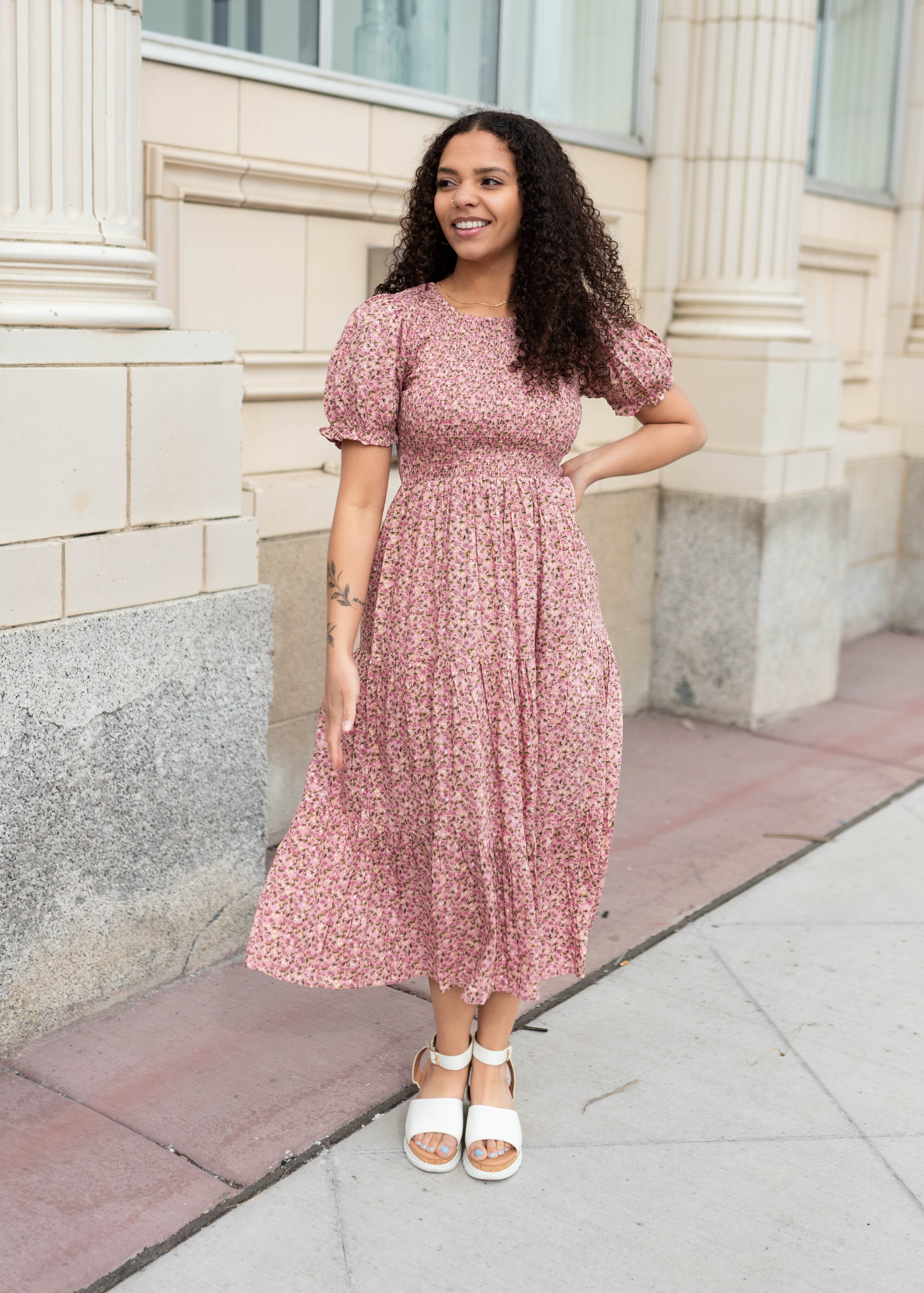 Jessie Pink Floral Dress