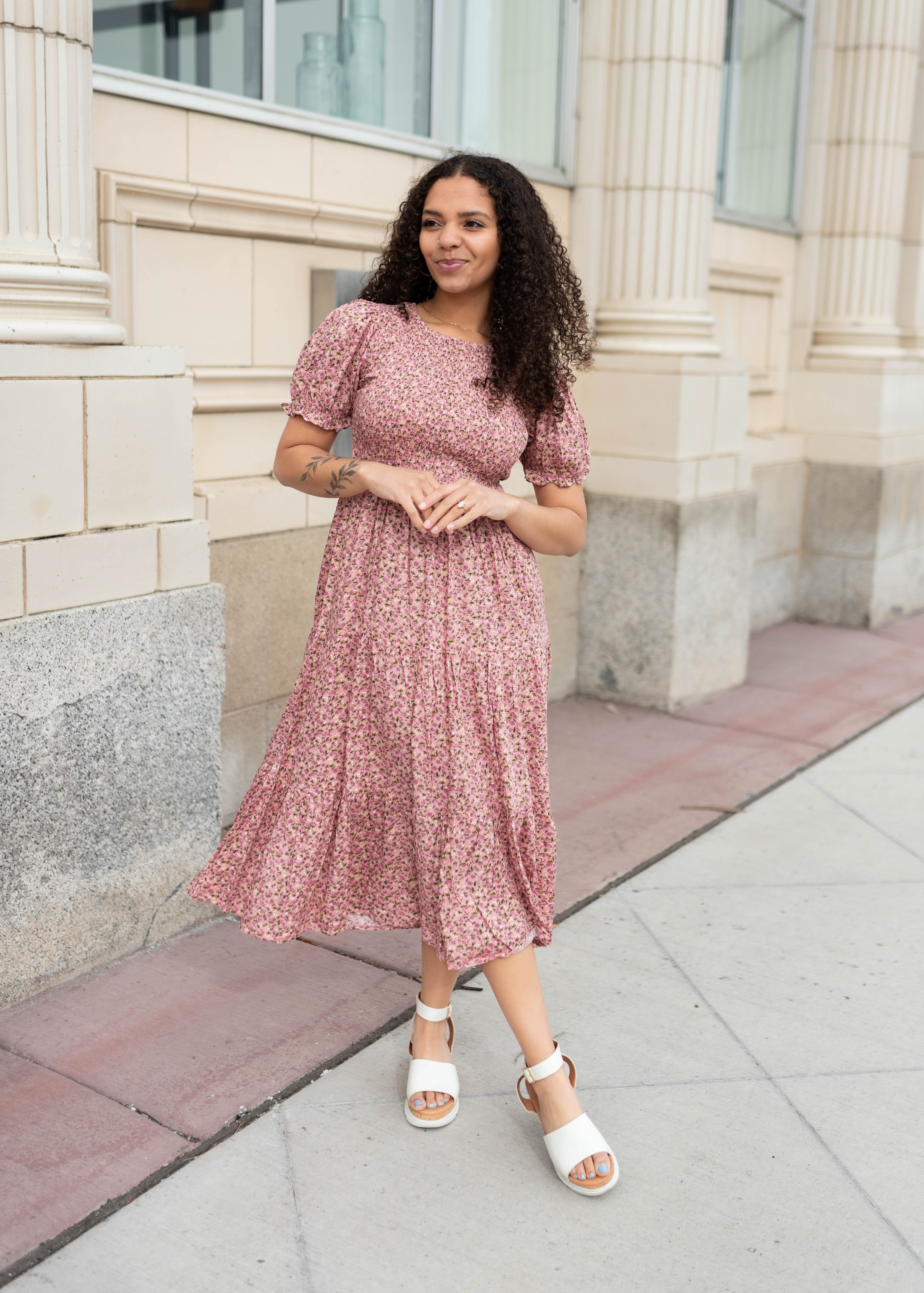 Jessie Pink Floral Dress