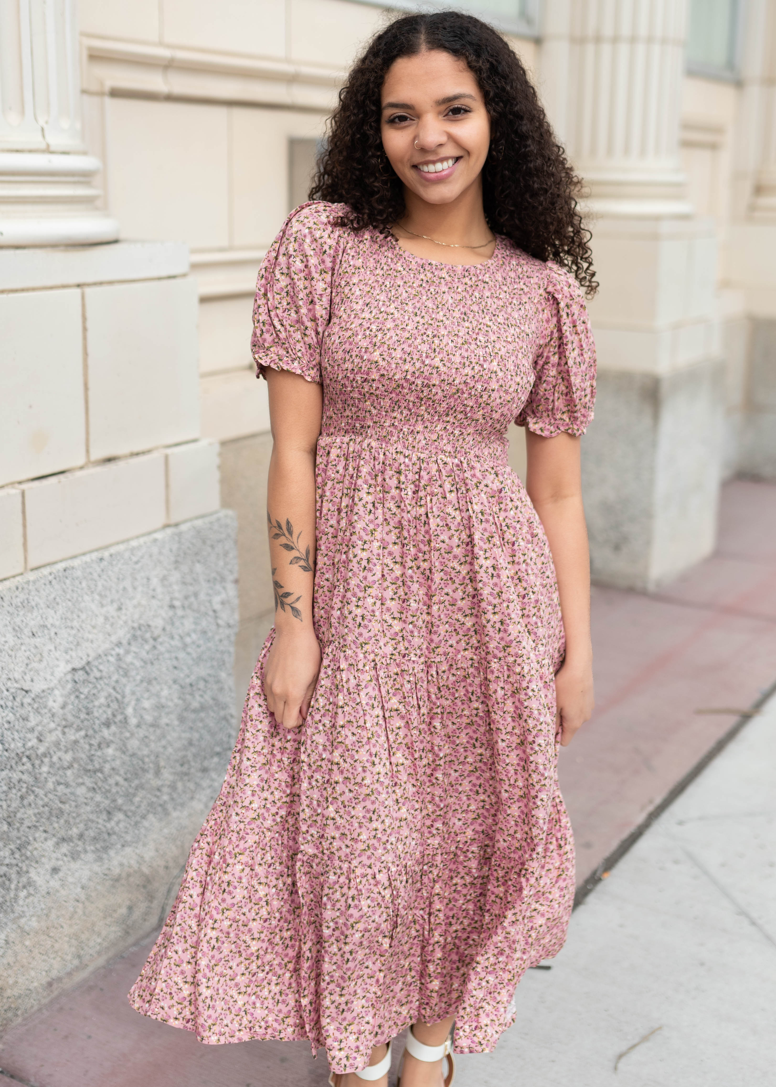 Jessie Pink Floral Dress