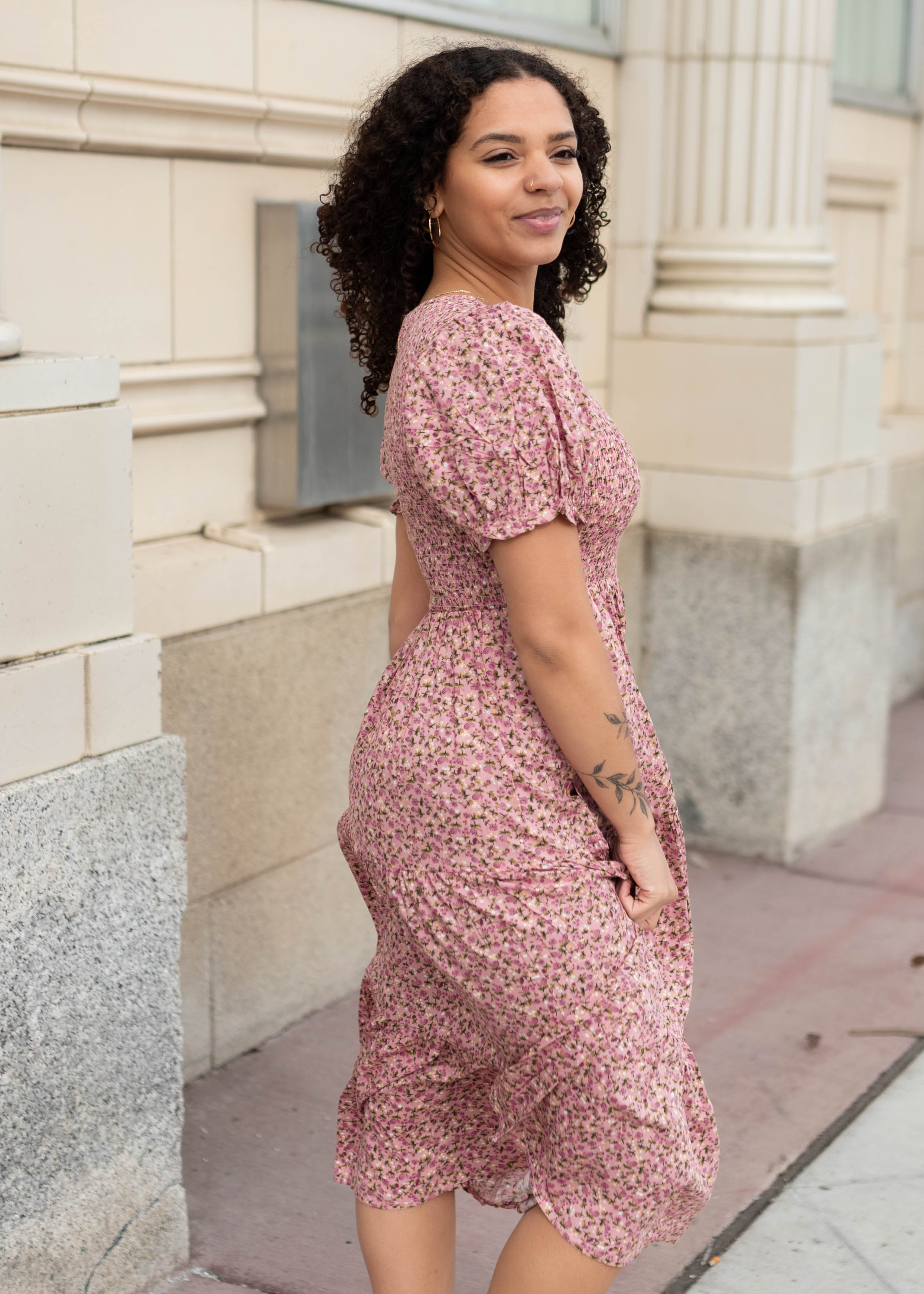 Jessie Pink Floral Dress