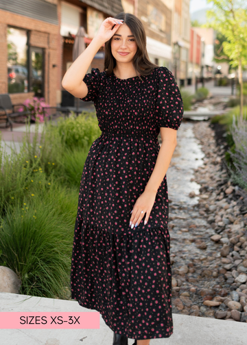 Josephine Black Floral Dress