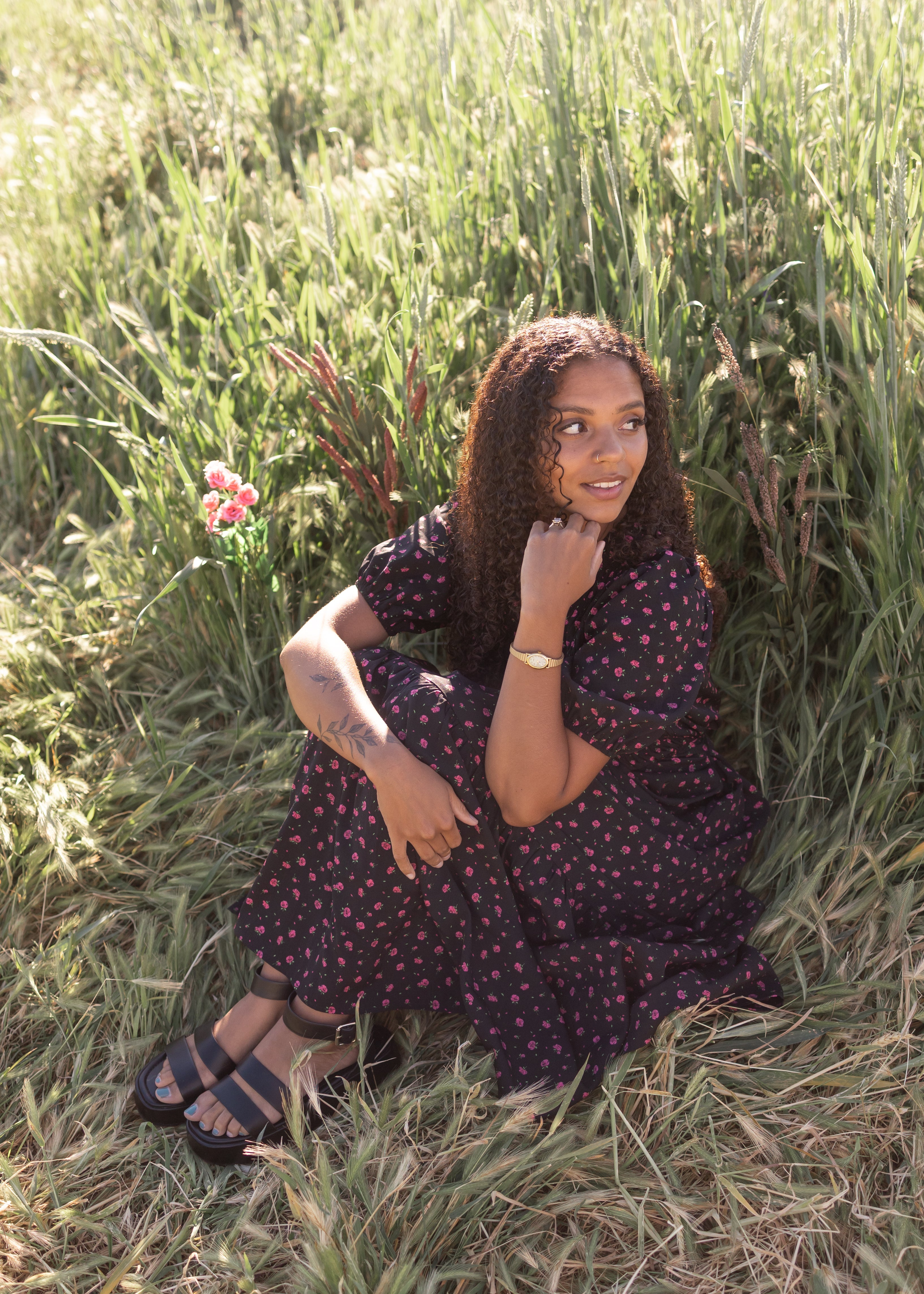Josephine Black Floral Dress