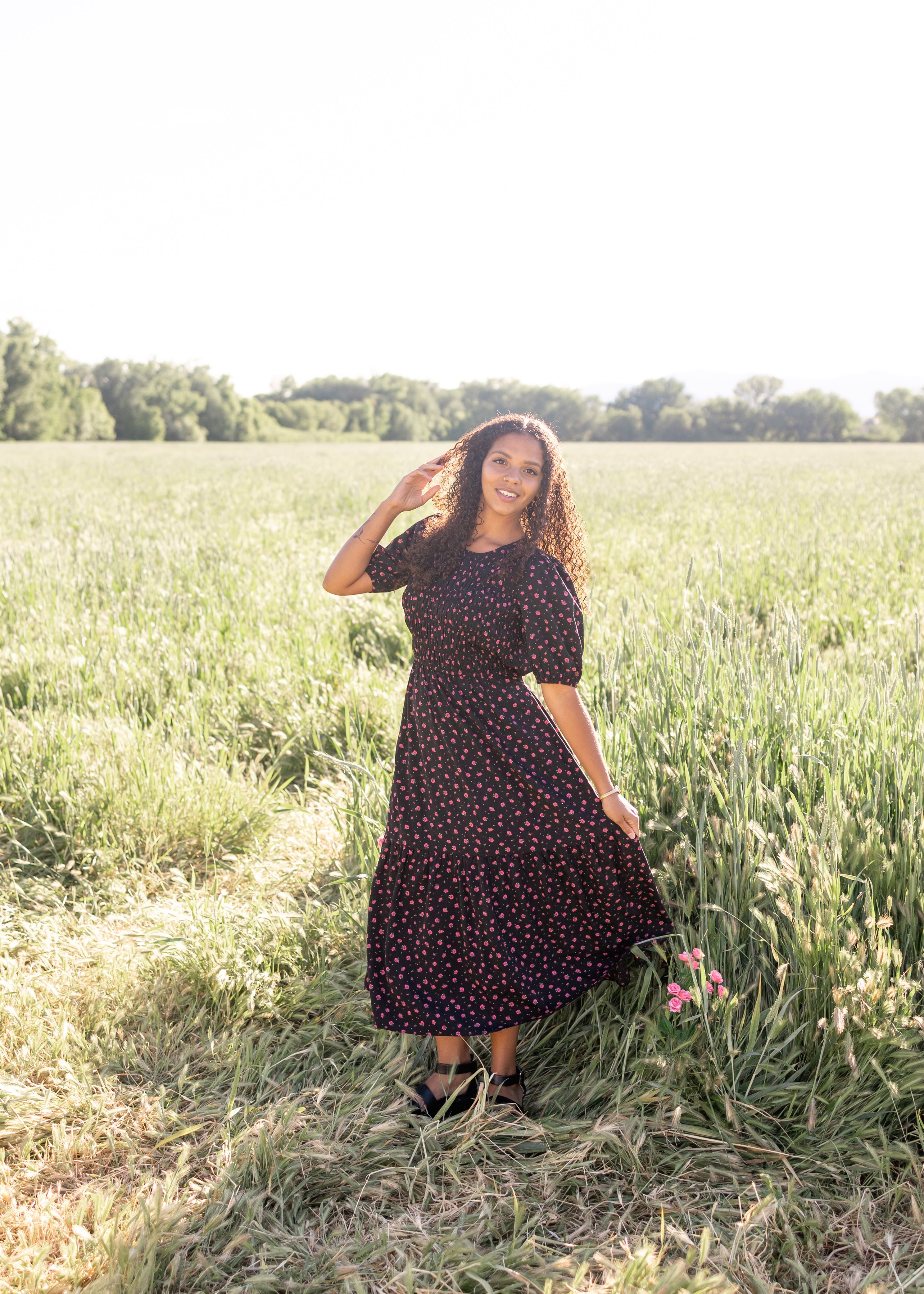 Josephine Black Floral Dress