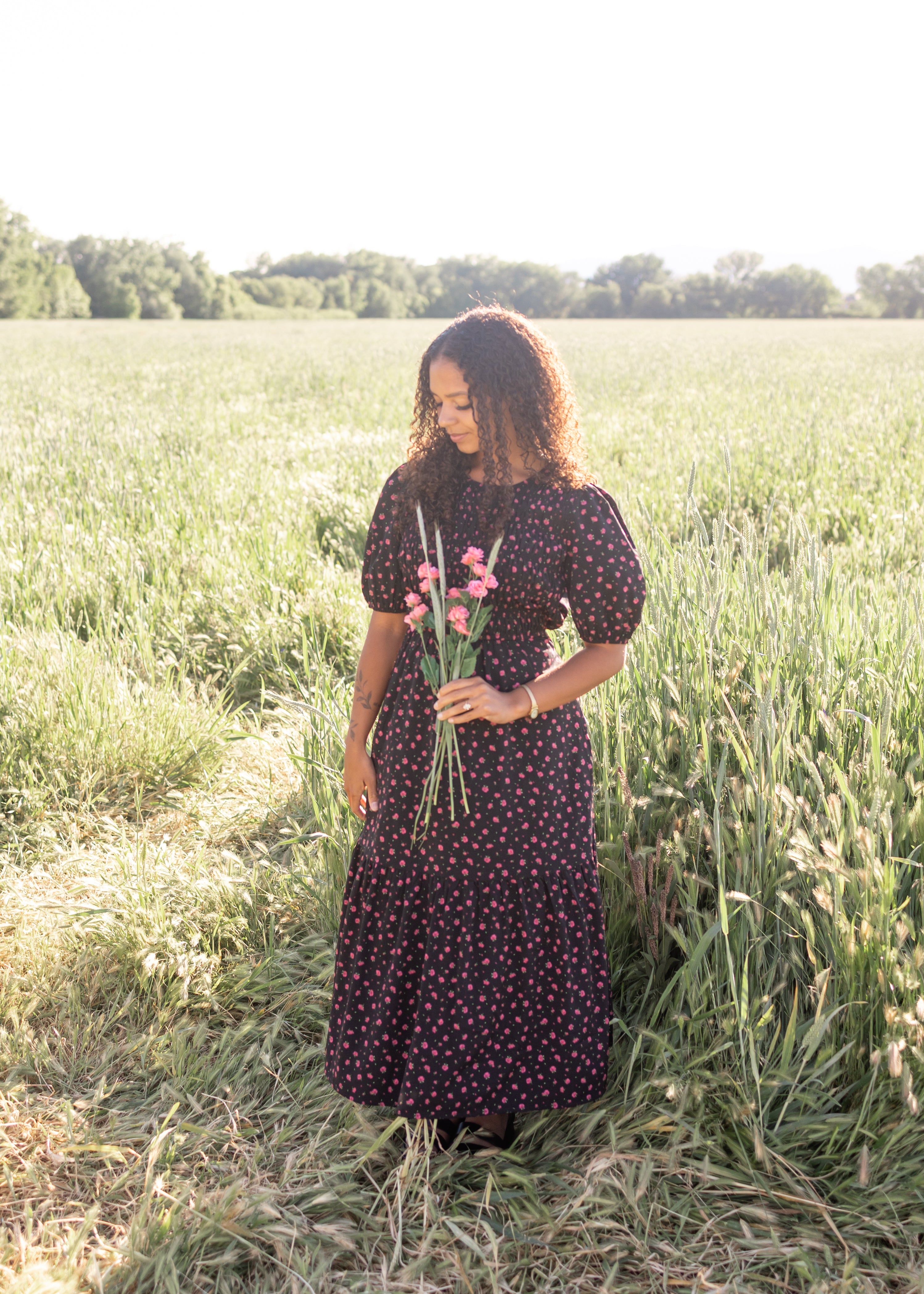 Josephine Black Floral Dress