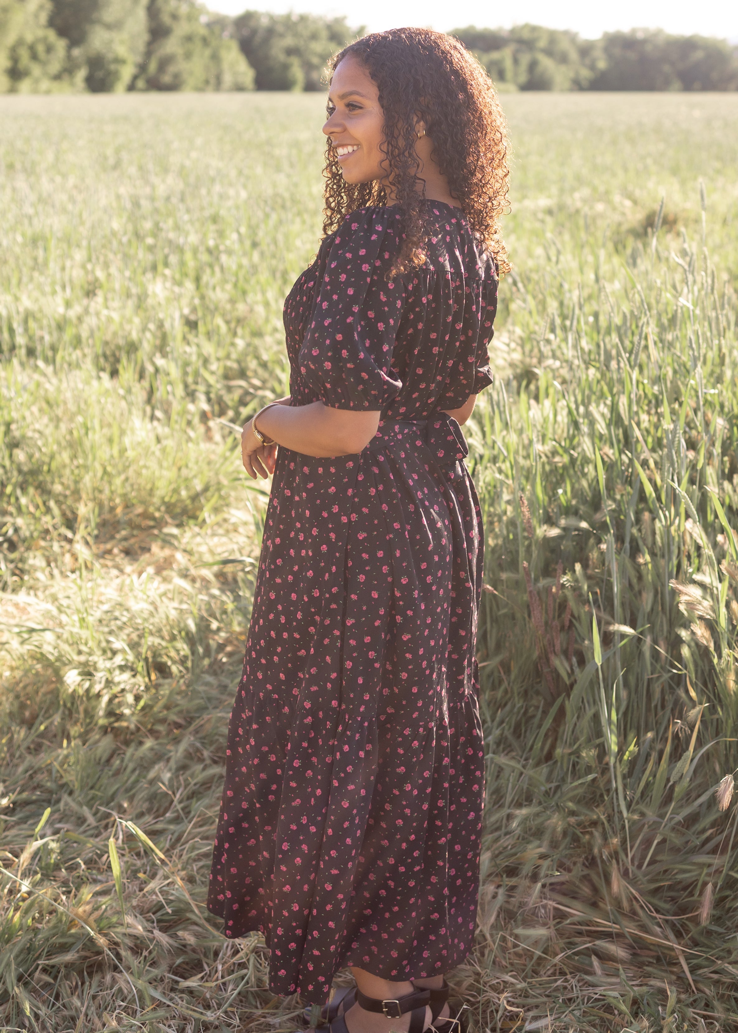 Josephine Black Floral Dress