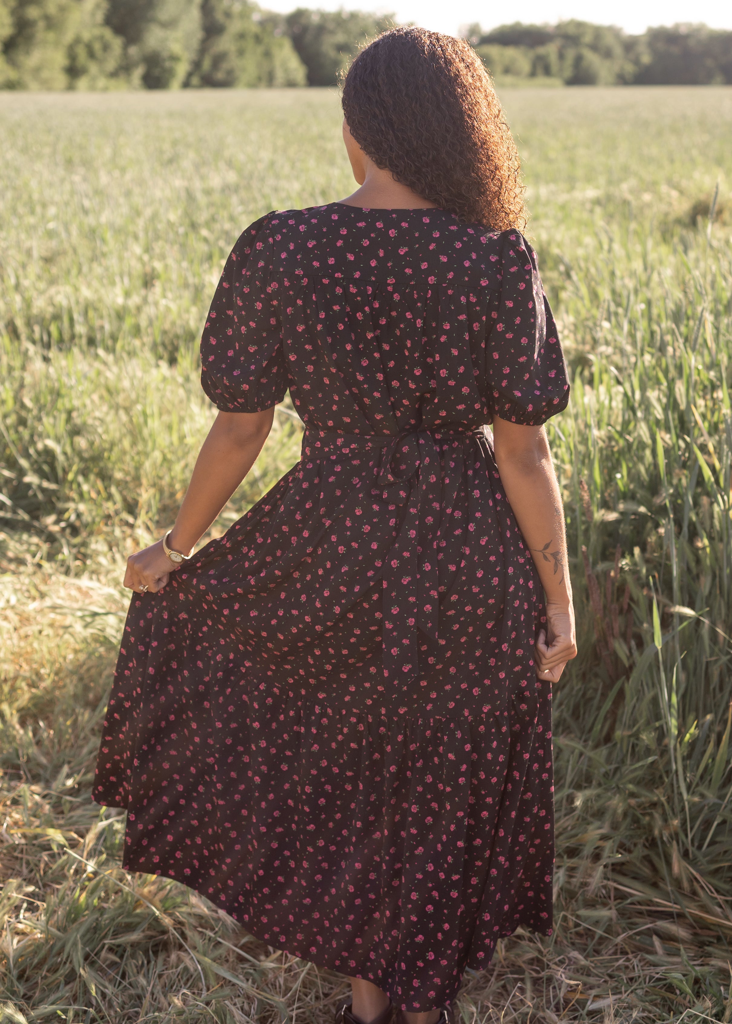 Josephine Black Floral Dress