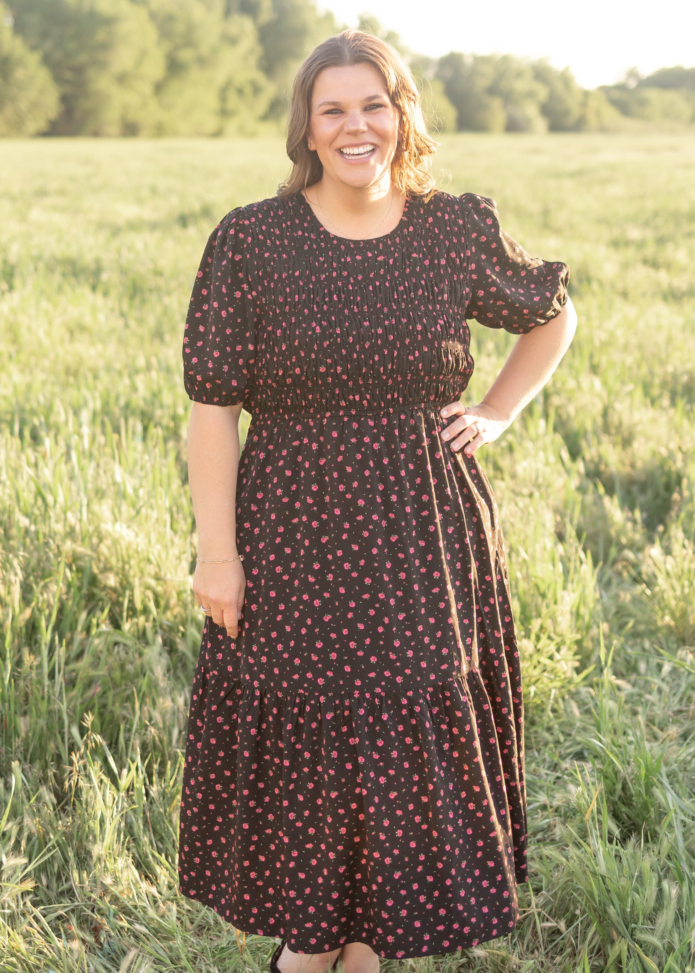 Josephine Black Floral Dress