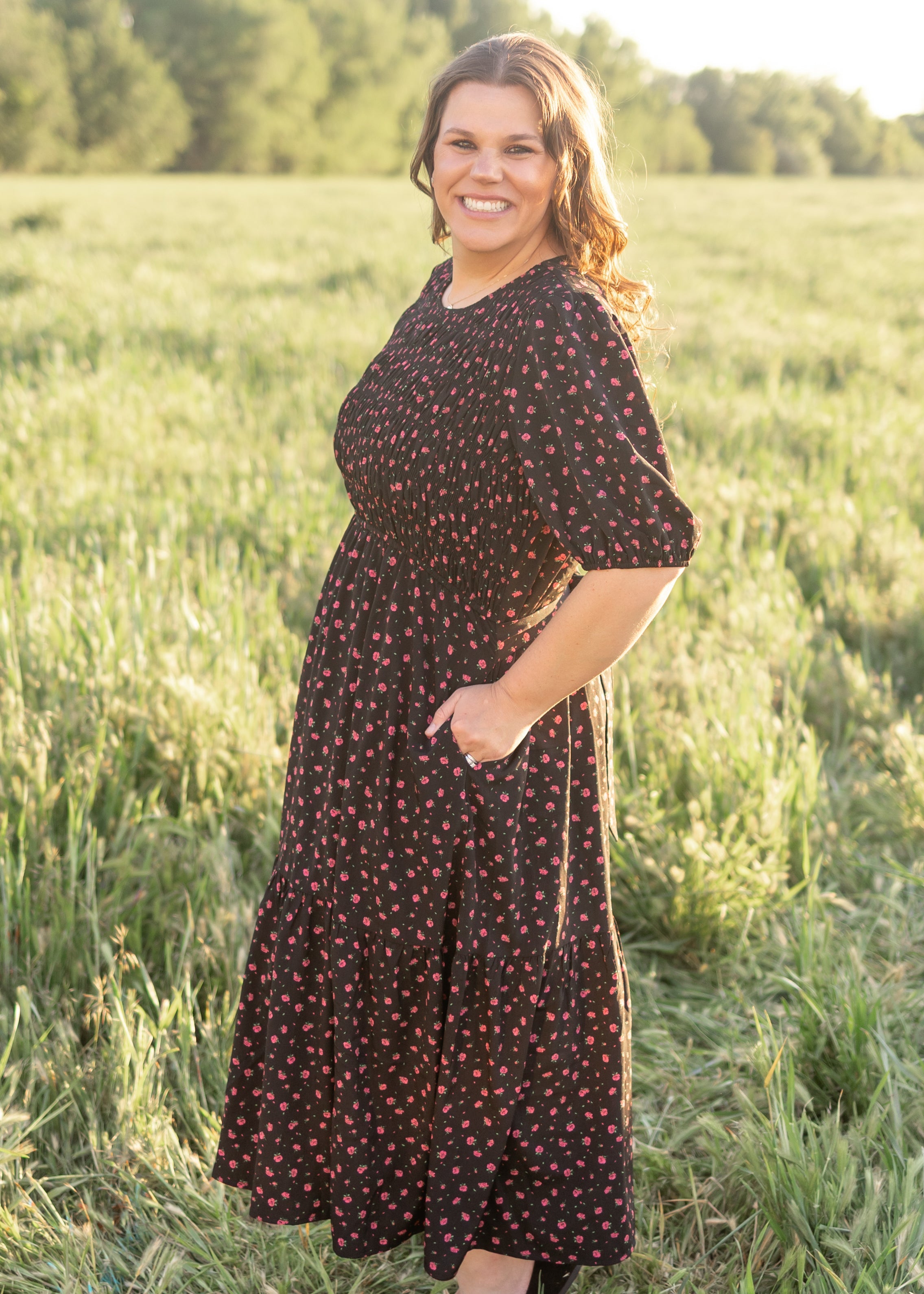 Josephine Black Floral Dress