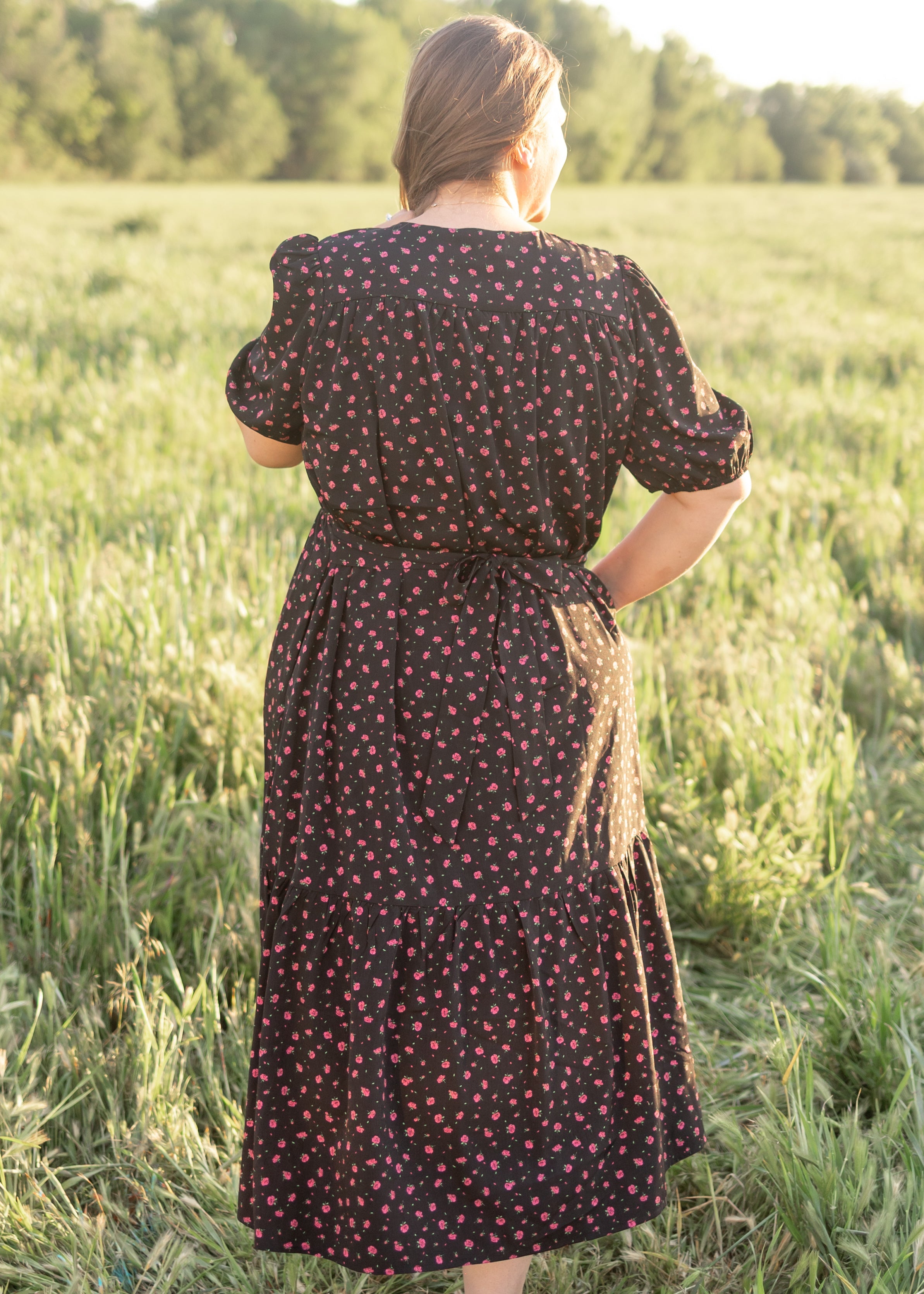 Josephine Black Floral Dress