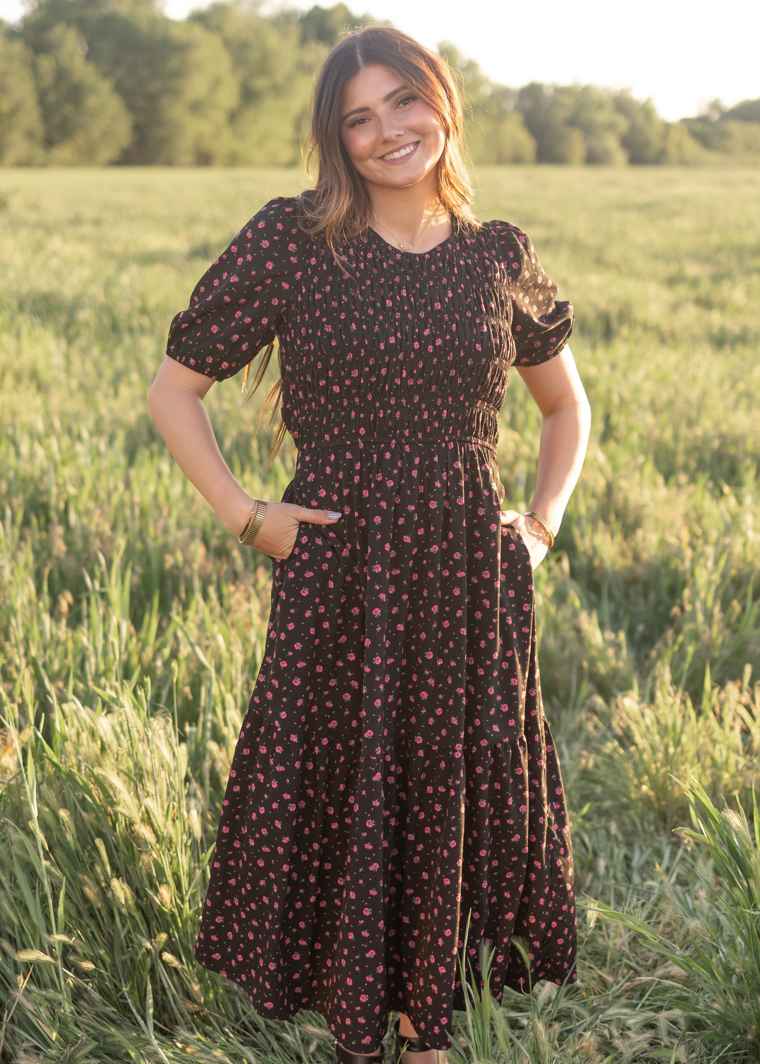 Josephine Black Floral Dress