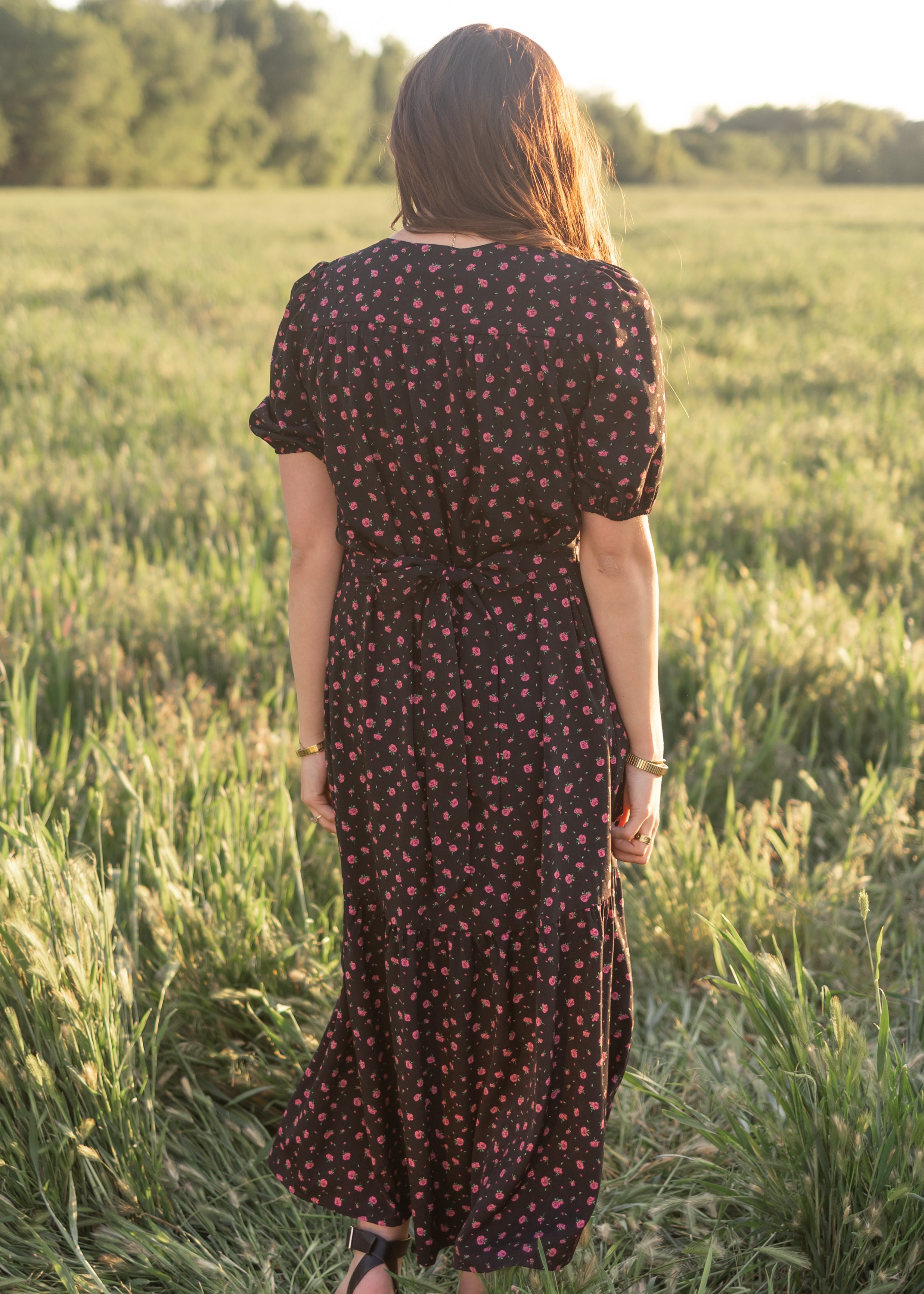 Josephine Black Floral Dress