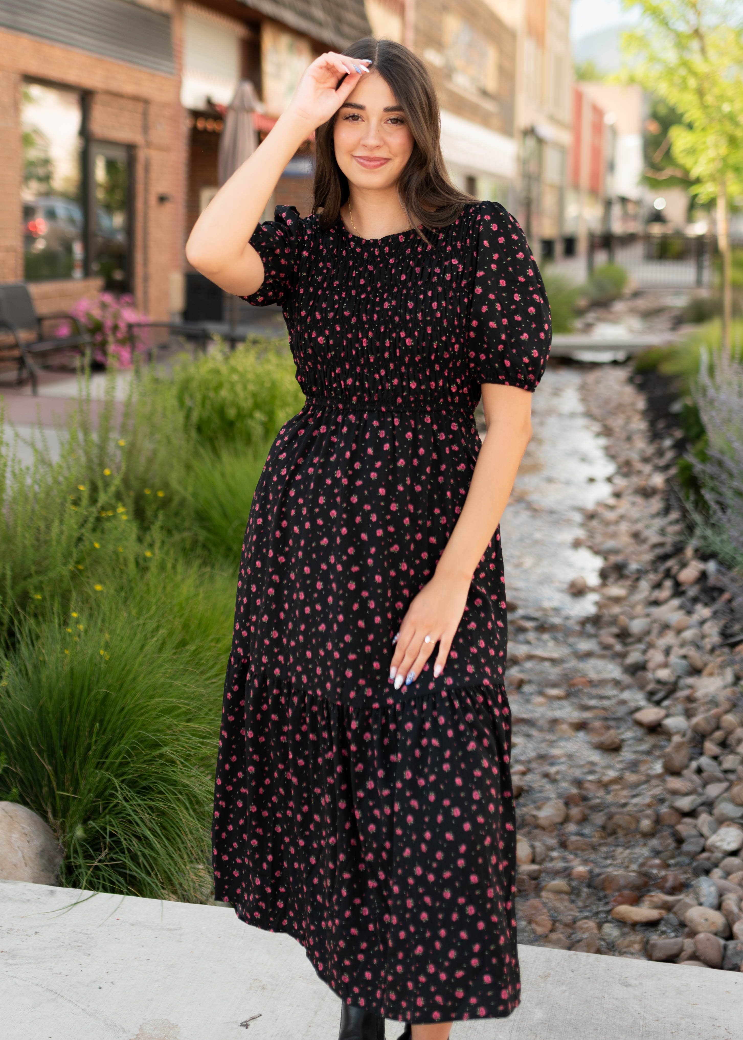 Josephine Black Floral Dress