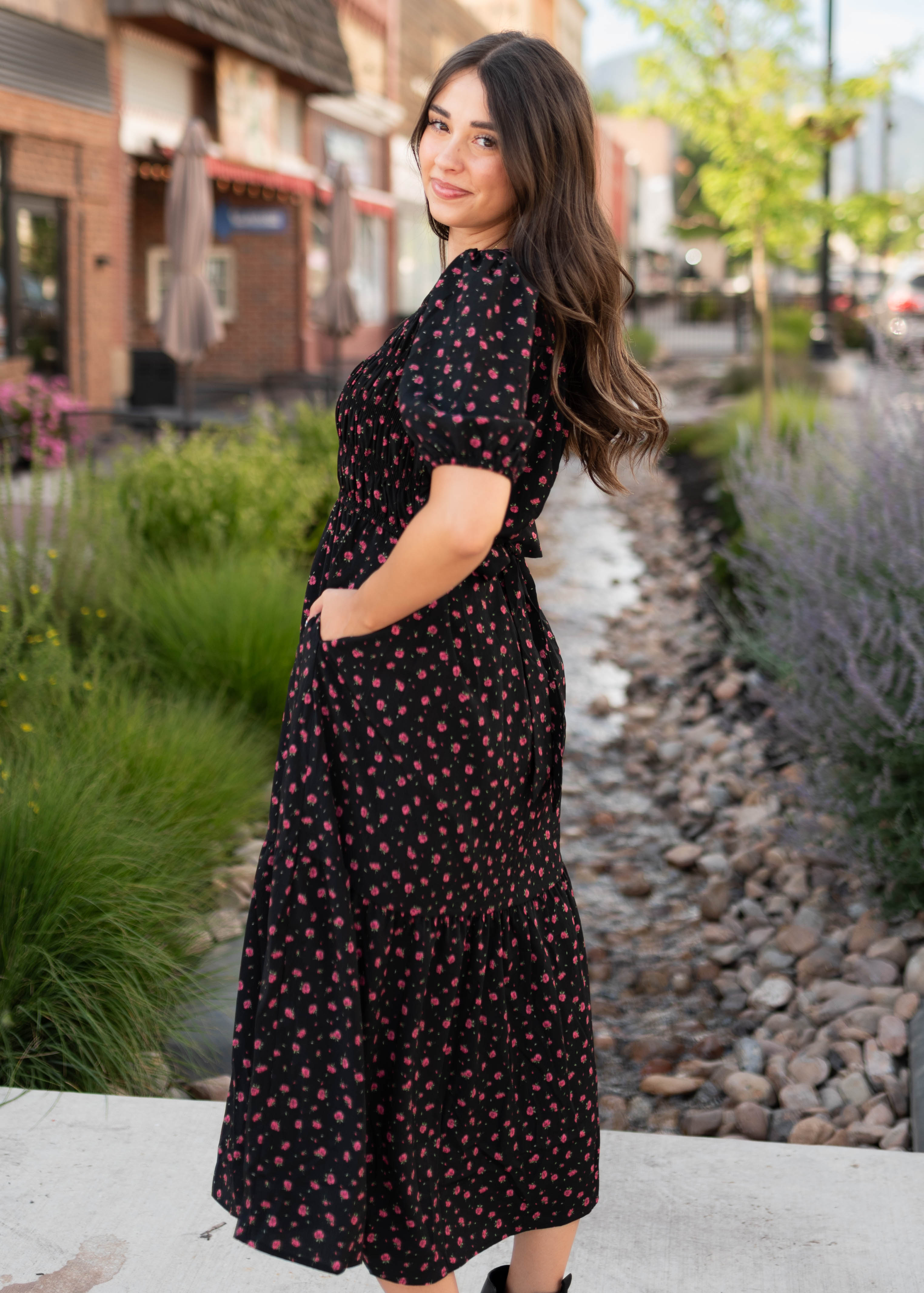 Josephine Black Floral Dress