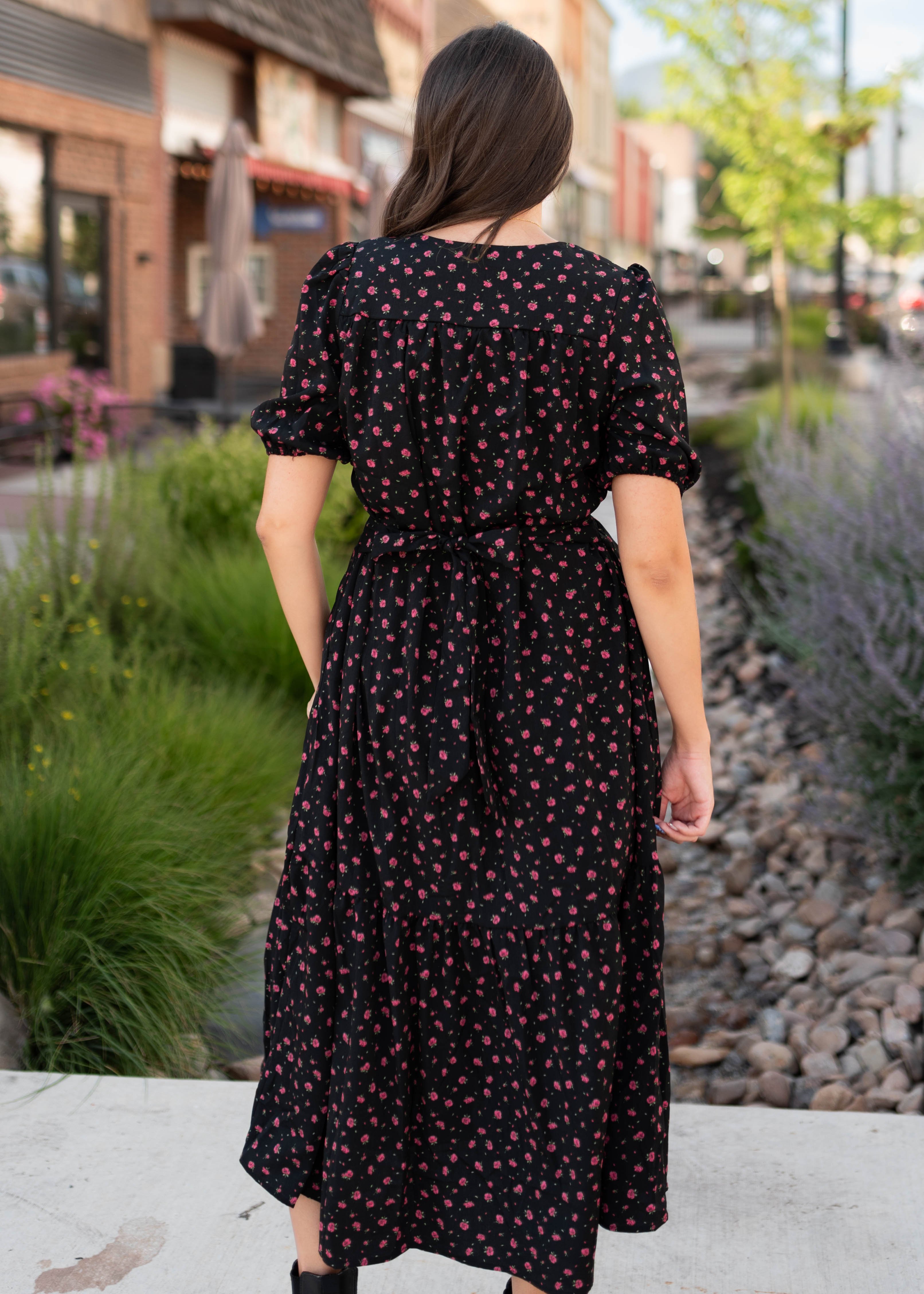 Josephine Black Floral Dress