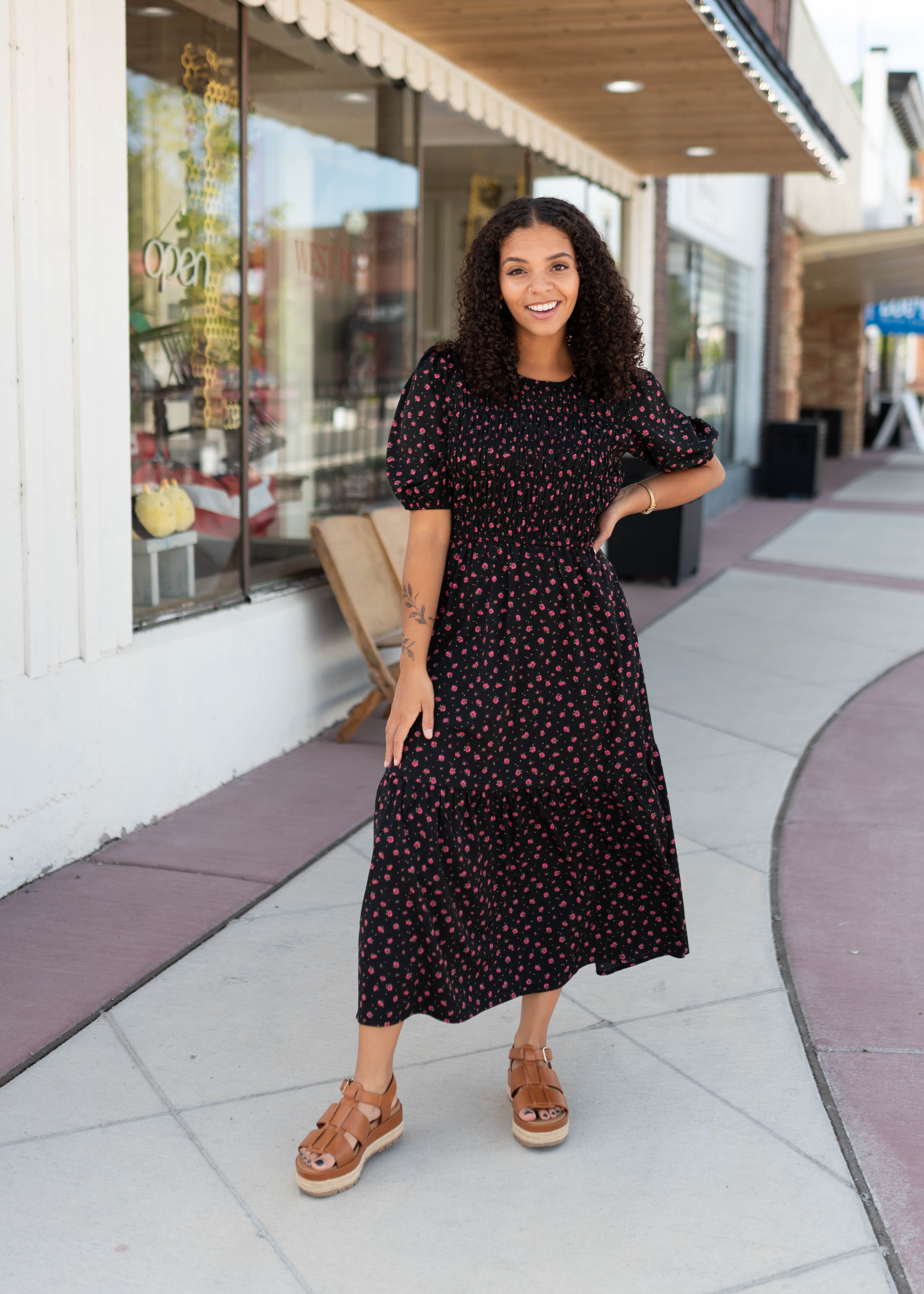 Josephine Black Floral Dress
