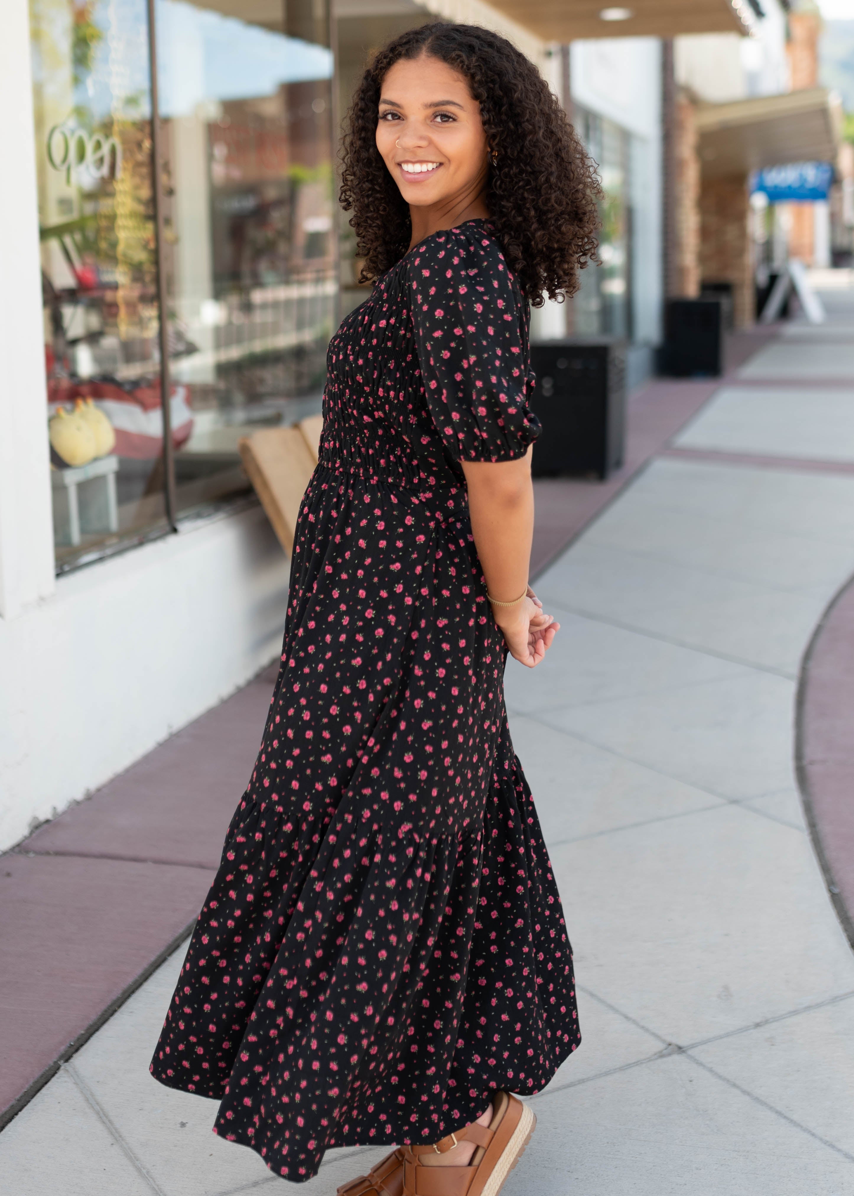 Josephine Black Floral Dress