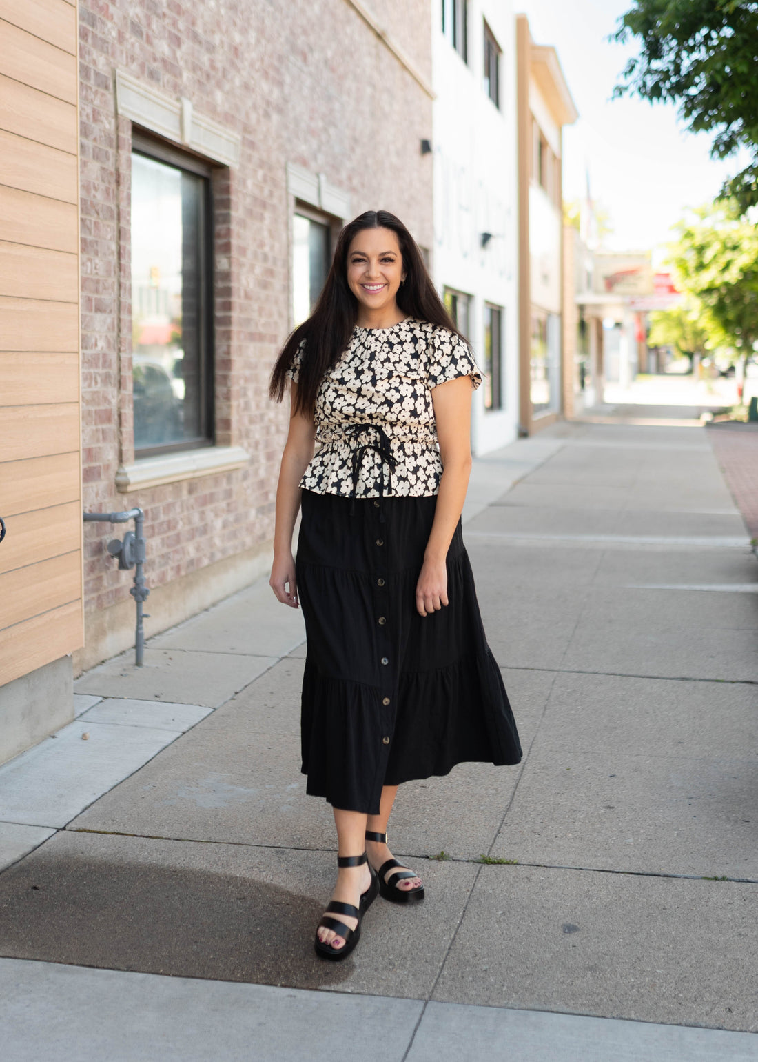 Julia Black Floral Blouse