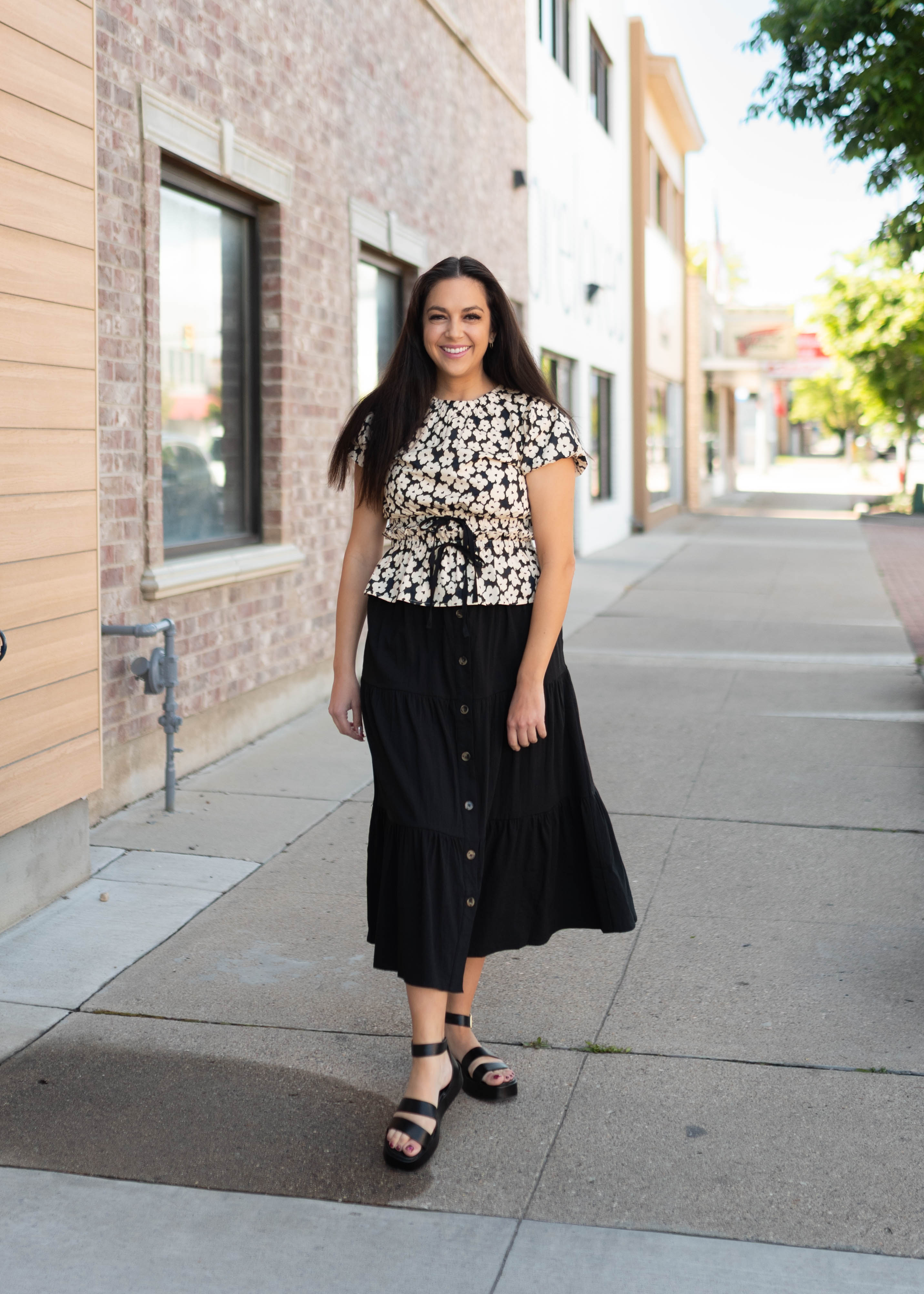 Julia Black Floral Blouse