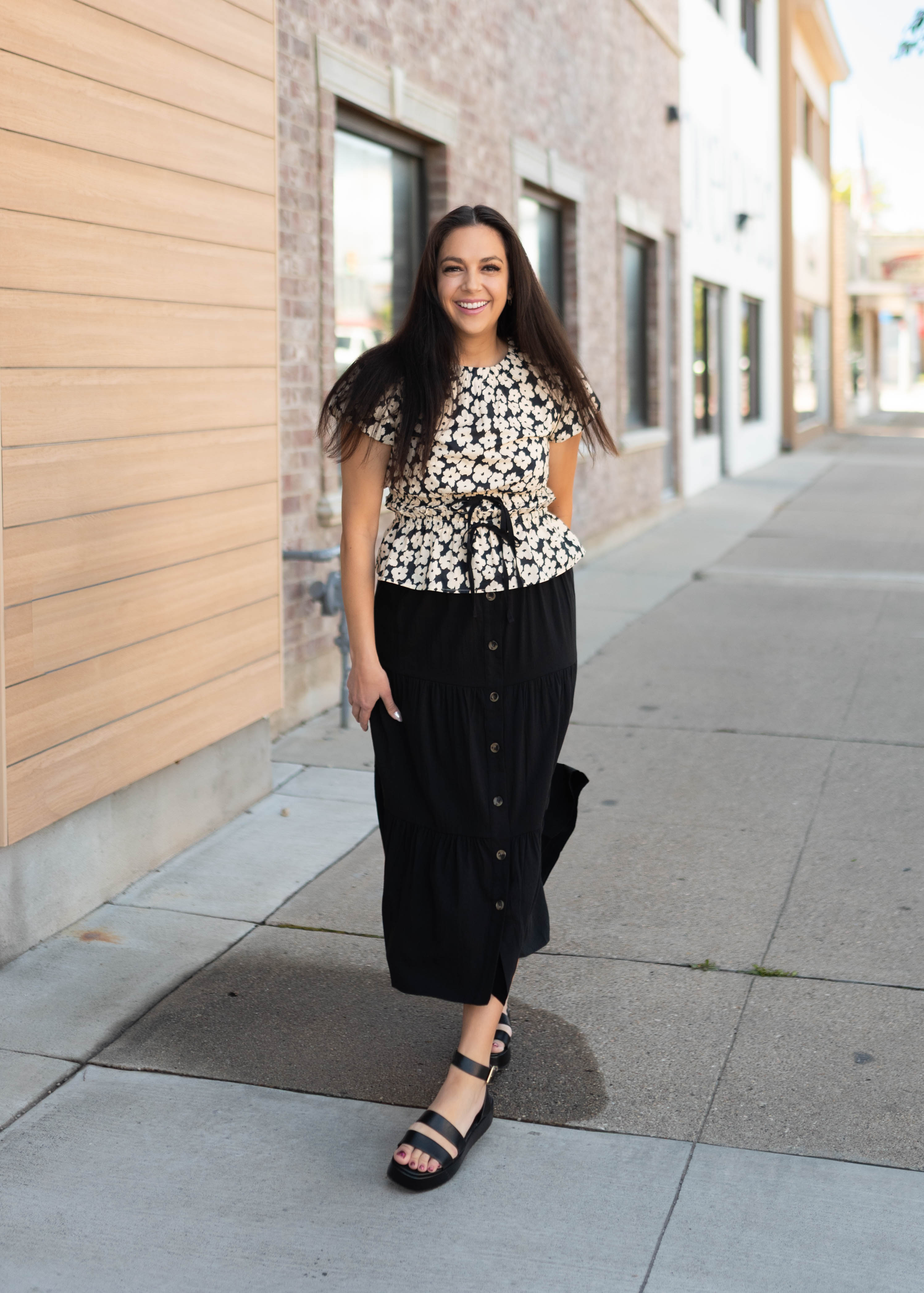 Julia Black Floral Blouse