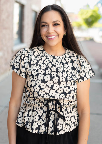 Julia Black Floral Blouse
